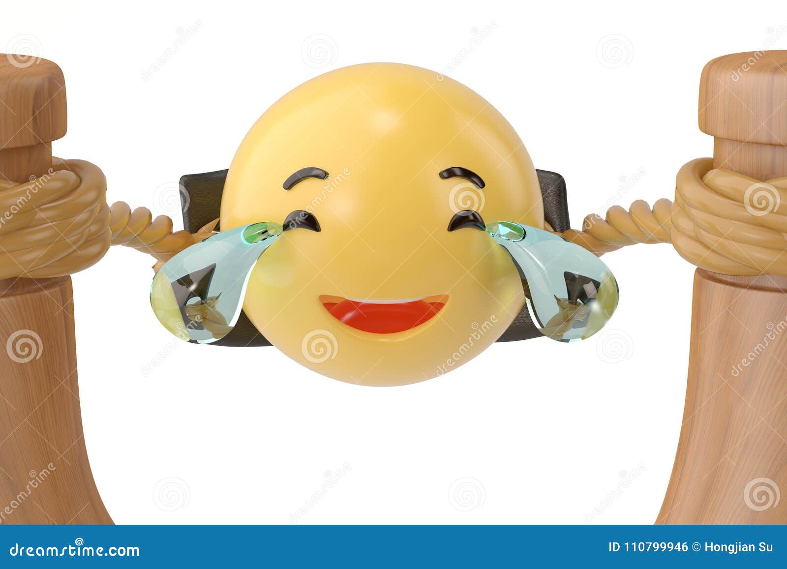 Fun Emoji and Slingshot.3D Illustration. Stock Illustration