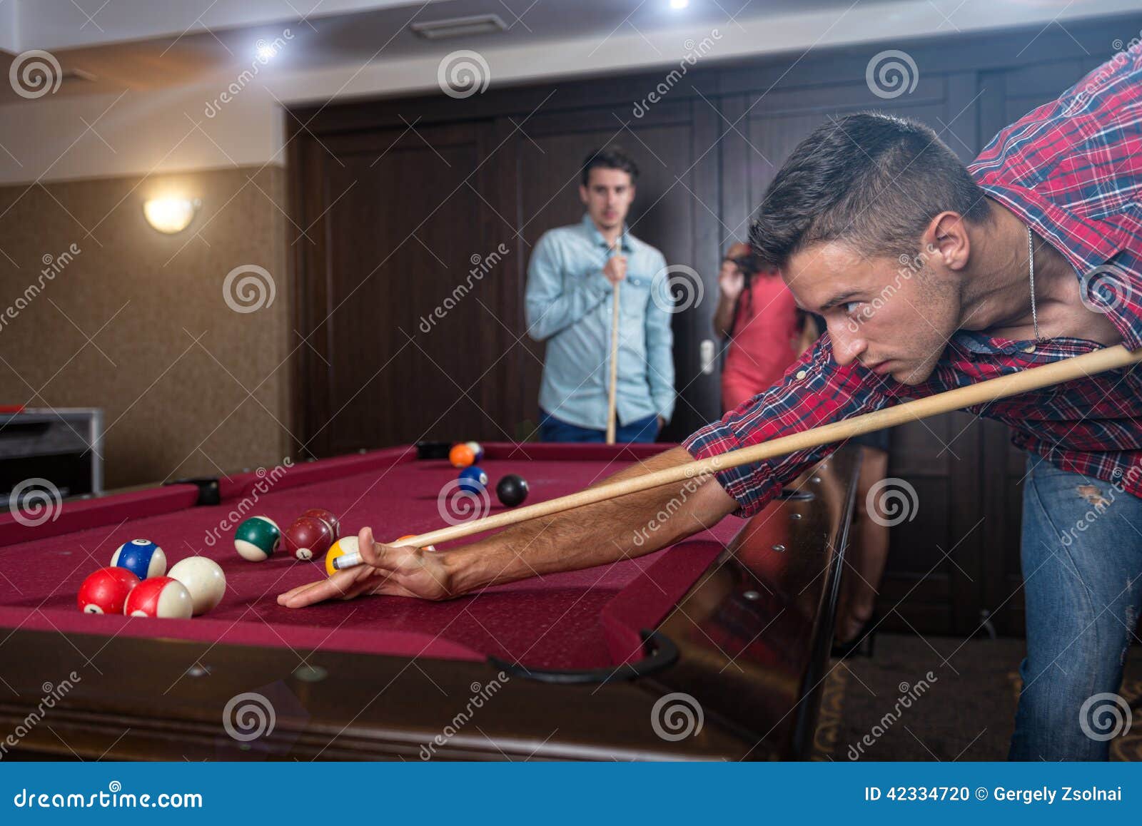 Fun with Friends during Playing Billiard Stock Photo Image of