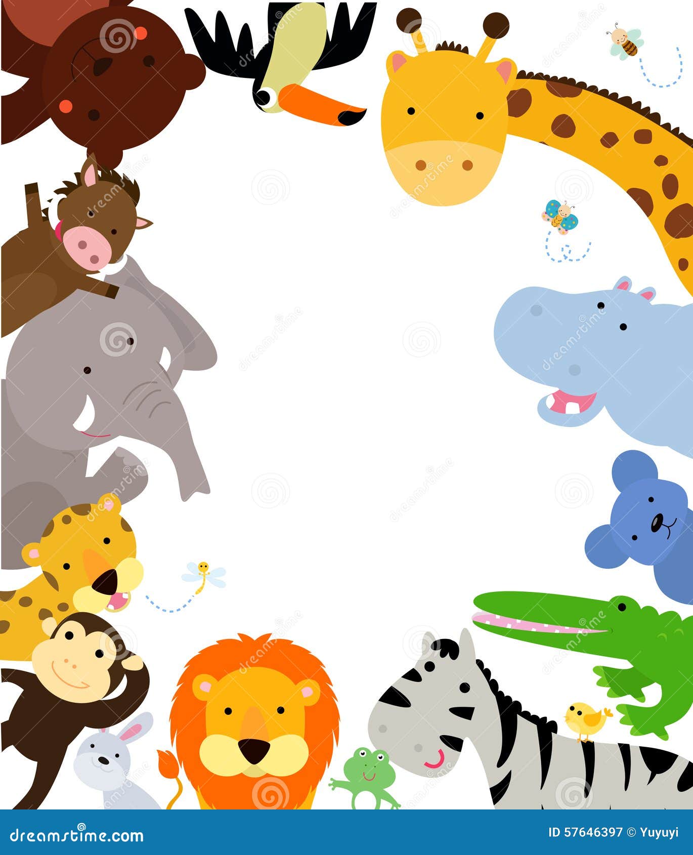 Fun Jungle Animals Border stock vector. Illustration of mammal 57646397