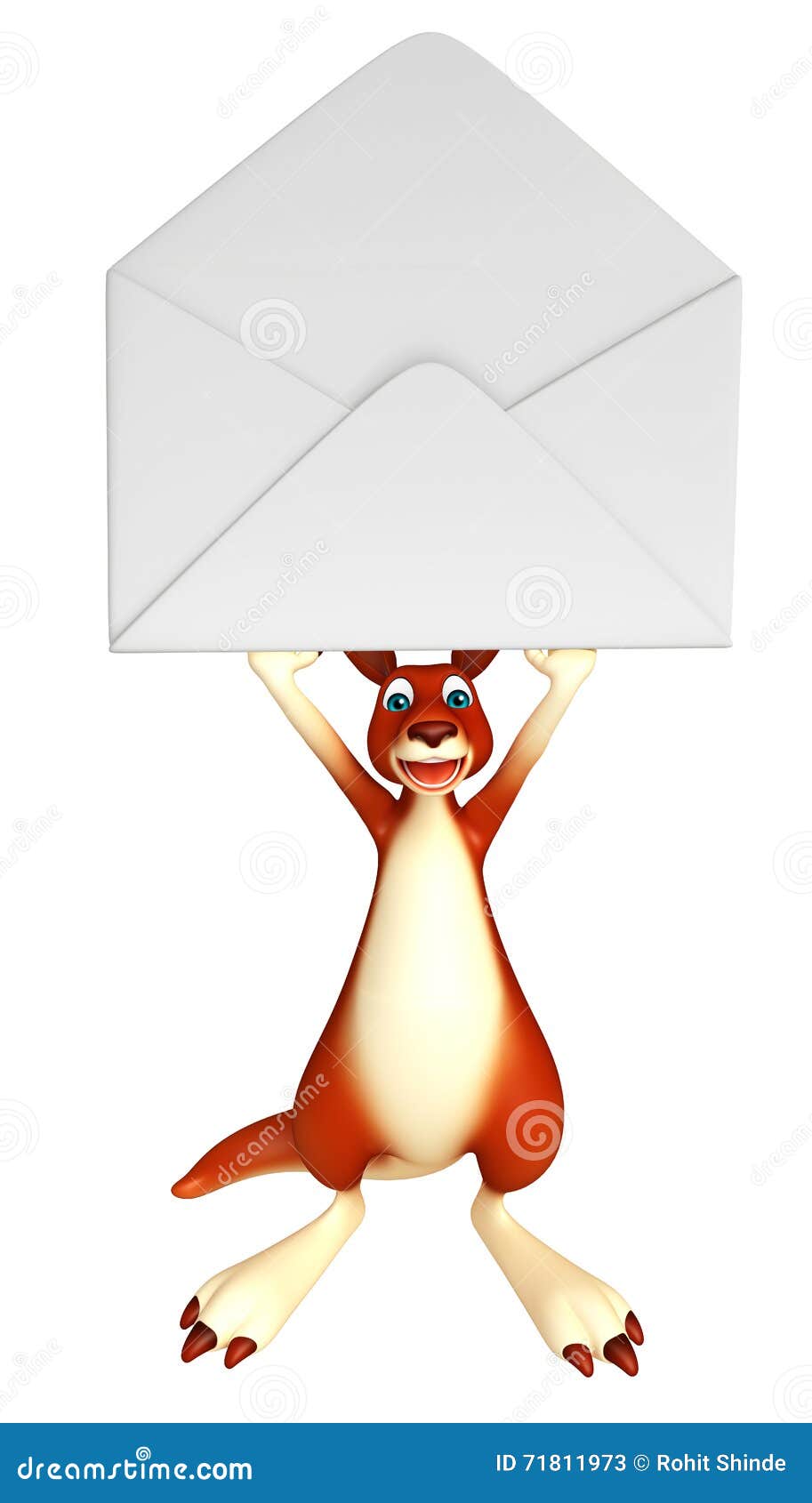 Fun Kangaroo Cartoon Character with Mail Stock Illustration