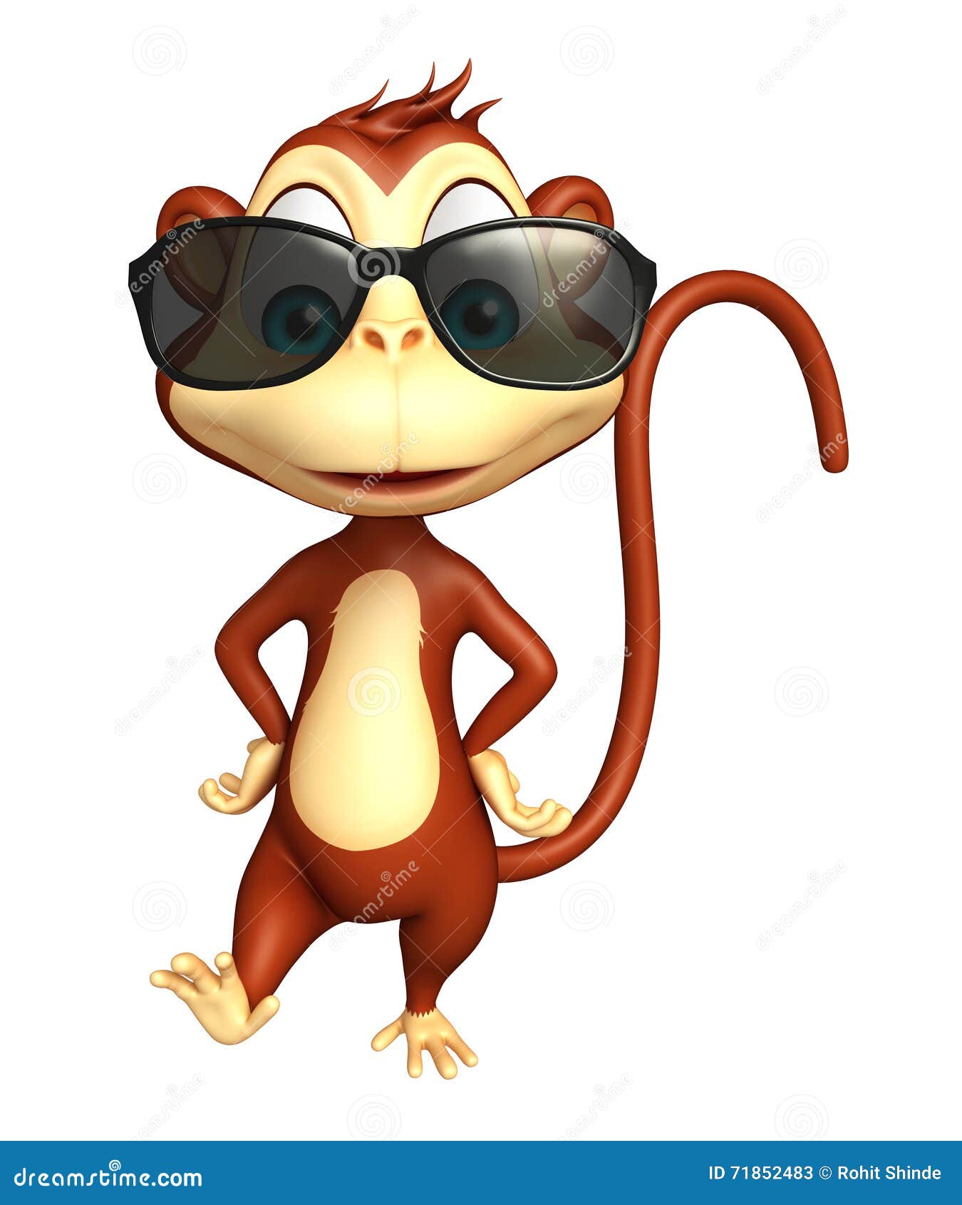 Fun Monkey Cartoon Character with Sunglass Stock Illustration