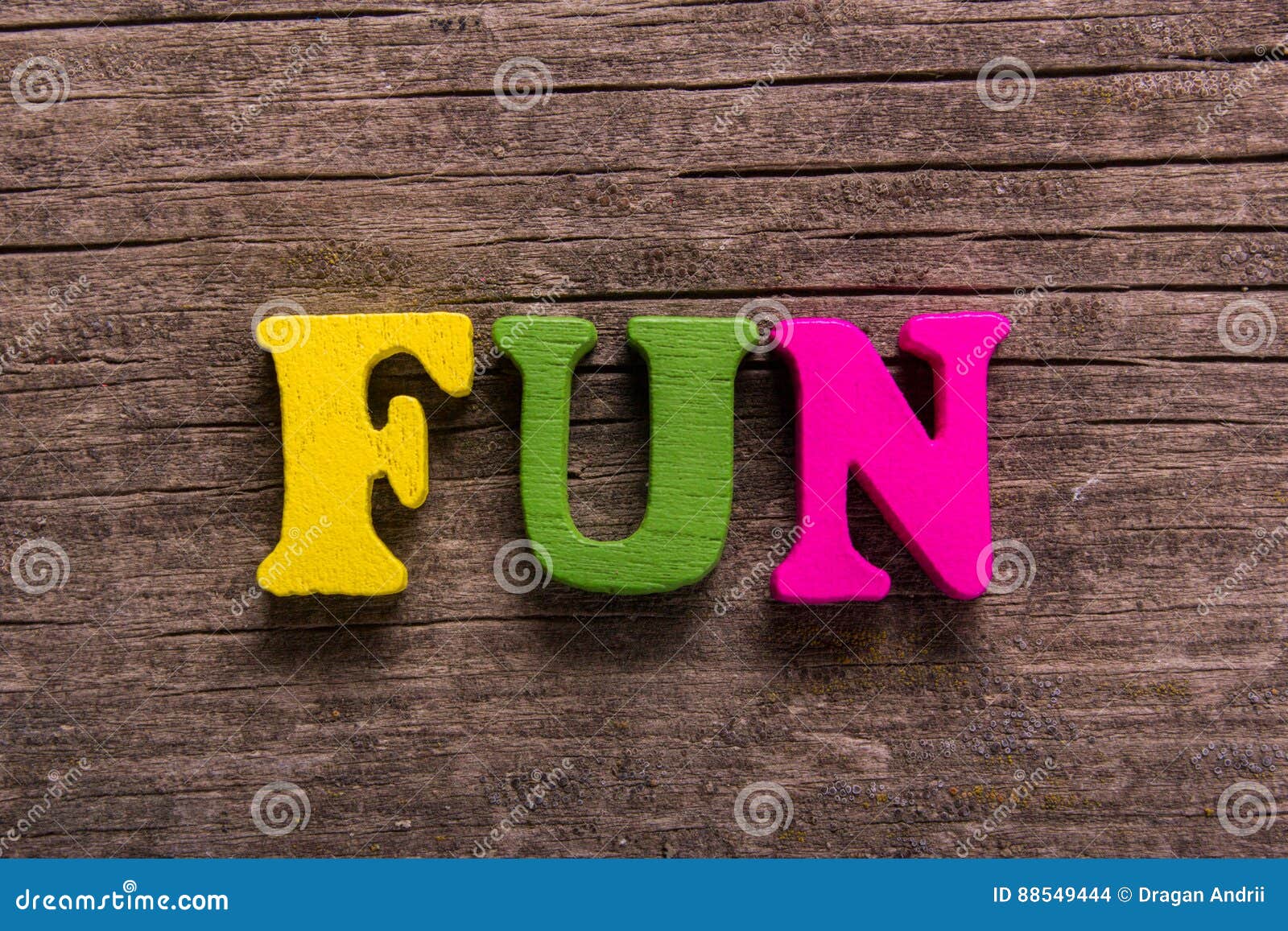 Fun Word Made of Wooden Letters Stock Photo Image of business