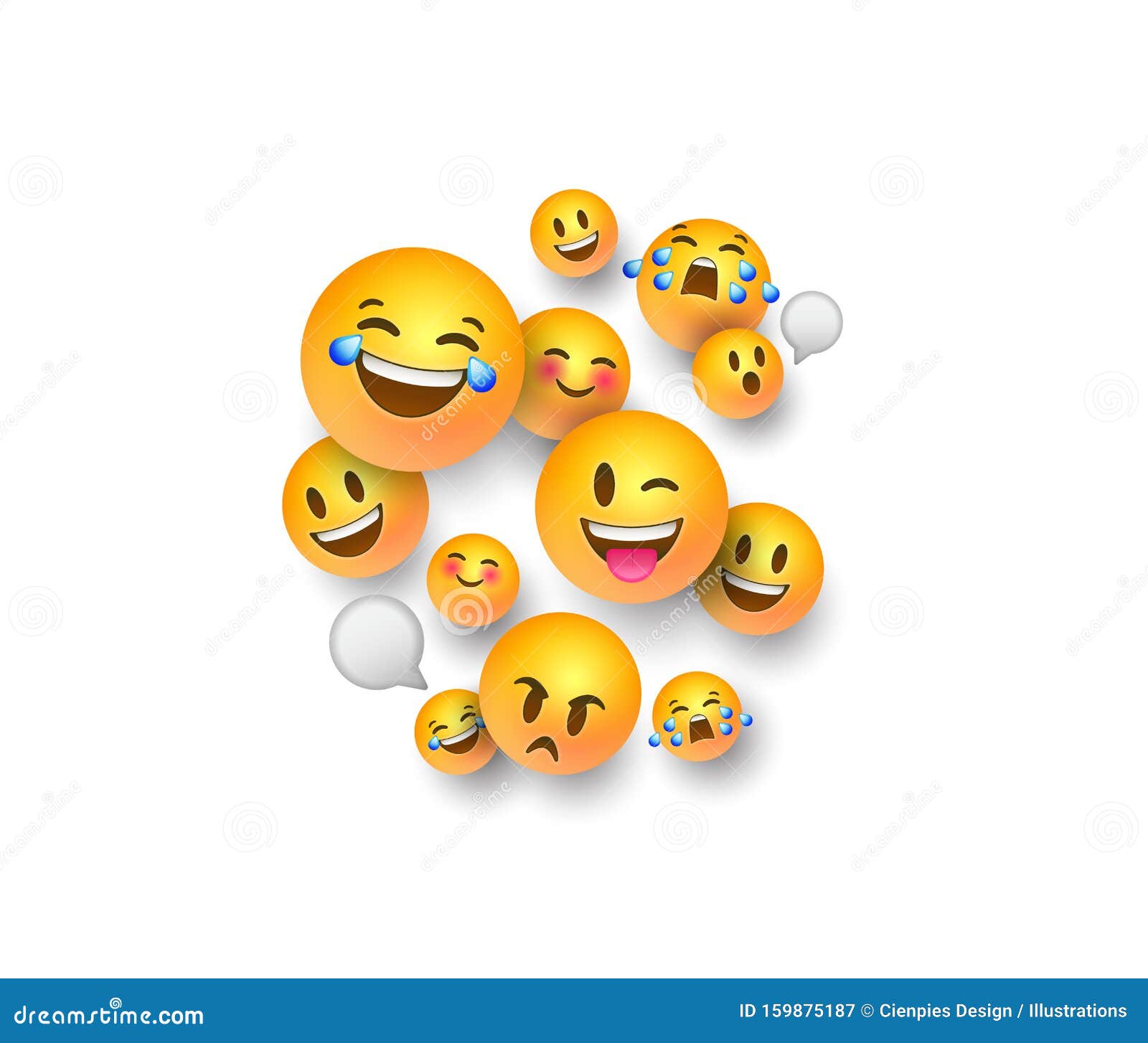 Funny 3d Emoji Face Icons on White Background Stock Vector - Illustration  of circle, expression: 159875187