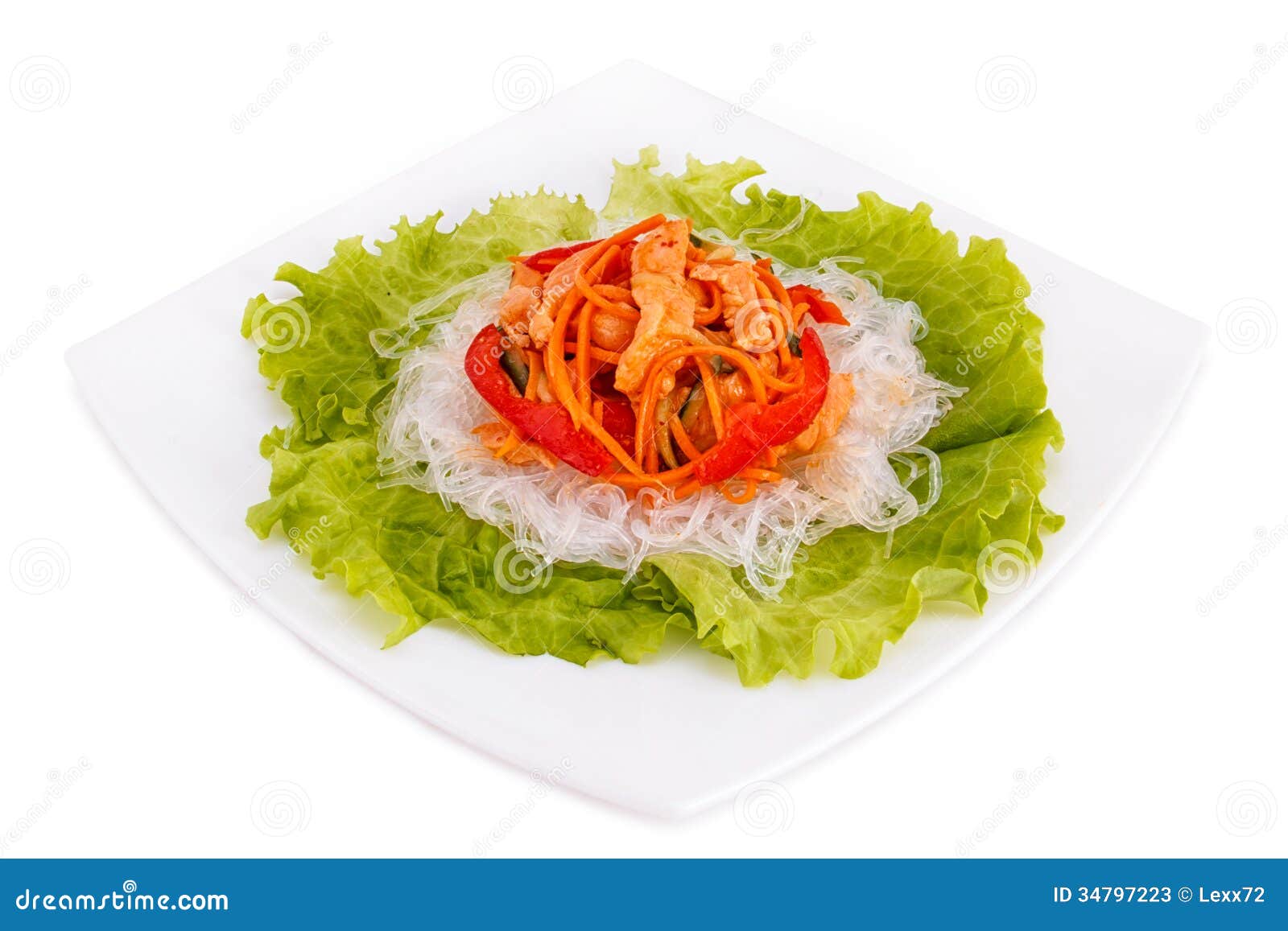Funchoza Salad on Lettuce Leaves Stock Image Image of dish, lettuce