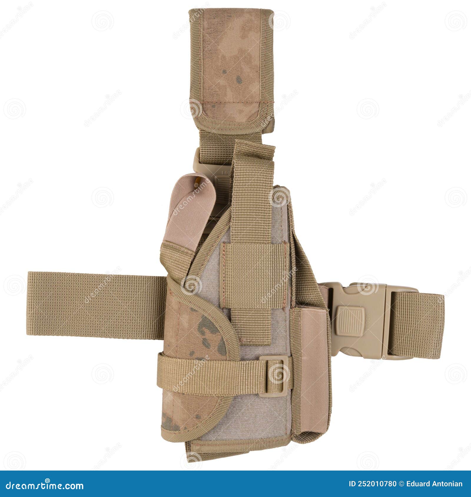 Funda De Pistola Del Ejército En Color Coyote Con Correas Para Sujetarla Al  Cinturón Y Al Muslo De La Pierna Sobre Un Fondo Blanco Foto de archivo -  Imagen de camuflaje, blanco