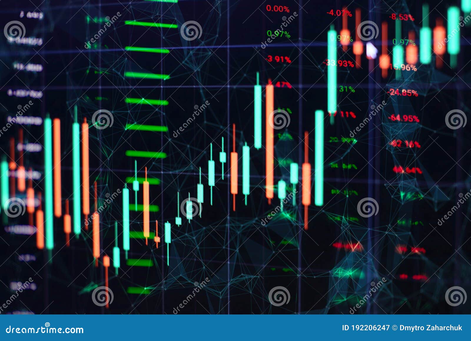 Fundamental And Technical Analysis Concept Abstract Financial Trading Graphs On Monitor Background With Currency Bars And Stock Image Image Of Analysis Economic 192206247