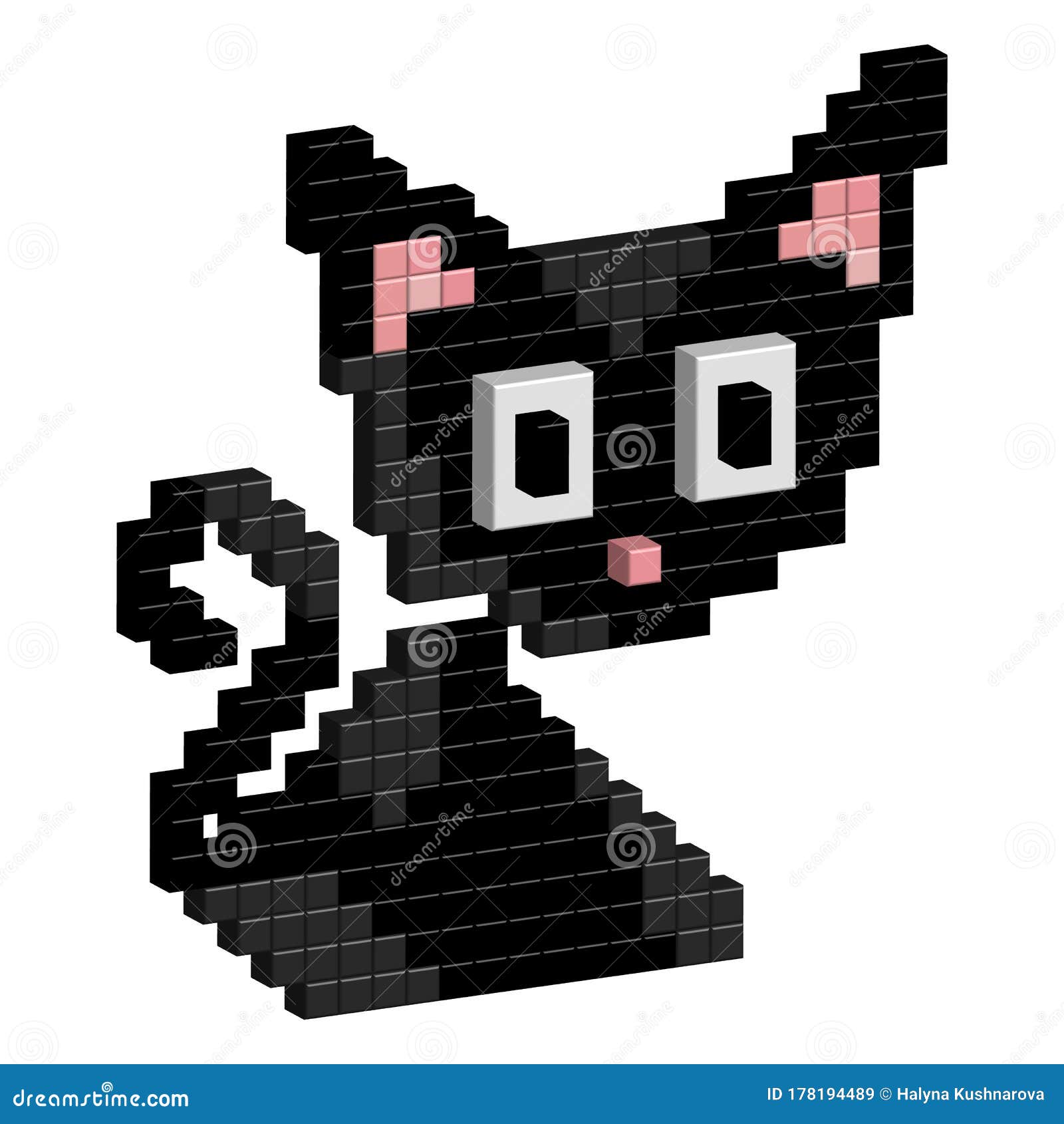 Ícone de cara de gato pixel art para jogo de 8 bits em fundo branco