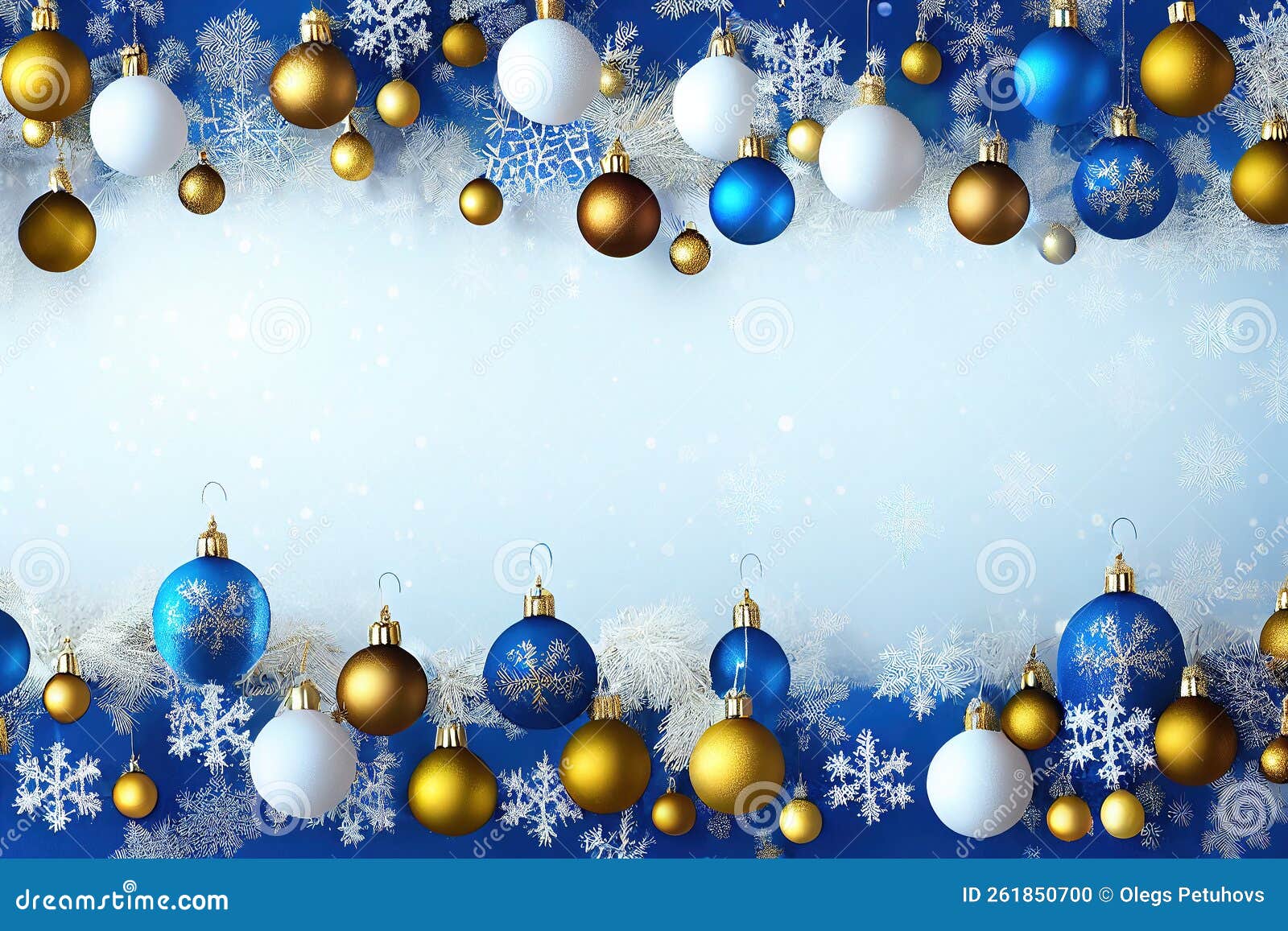 Um Grupo De Ornamentos De Natal Em Uma Superfície Azul Com Flocos De Neve E  Árvores Sobre Ele. Foto Royalty Free, Gravuras, Imagens e Banco de  fotografias. Image 195826276