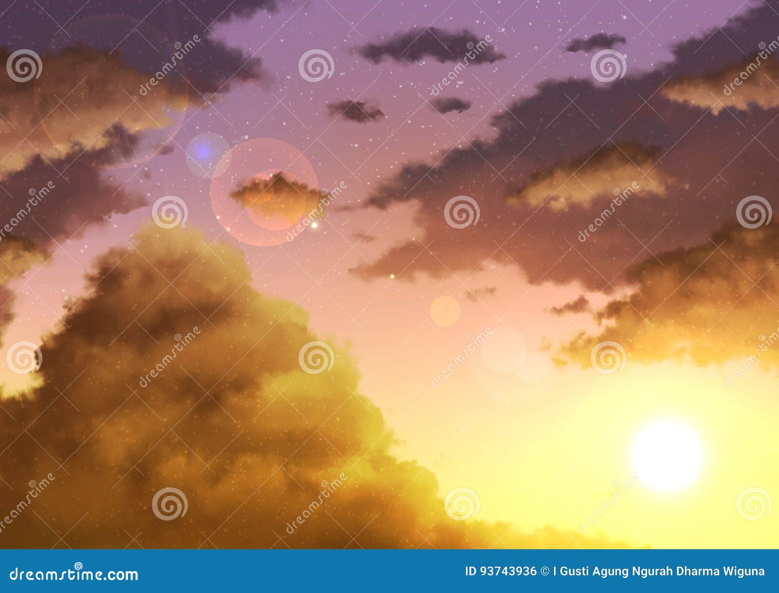 Fundo Do Céu Do Anime - Por Do Sol Ilustração Stock - Ilustração de novela,  brilhante: 93743936