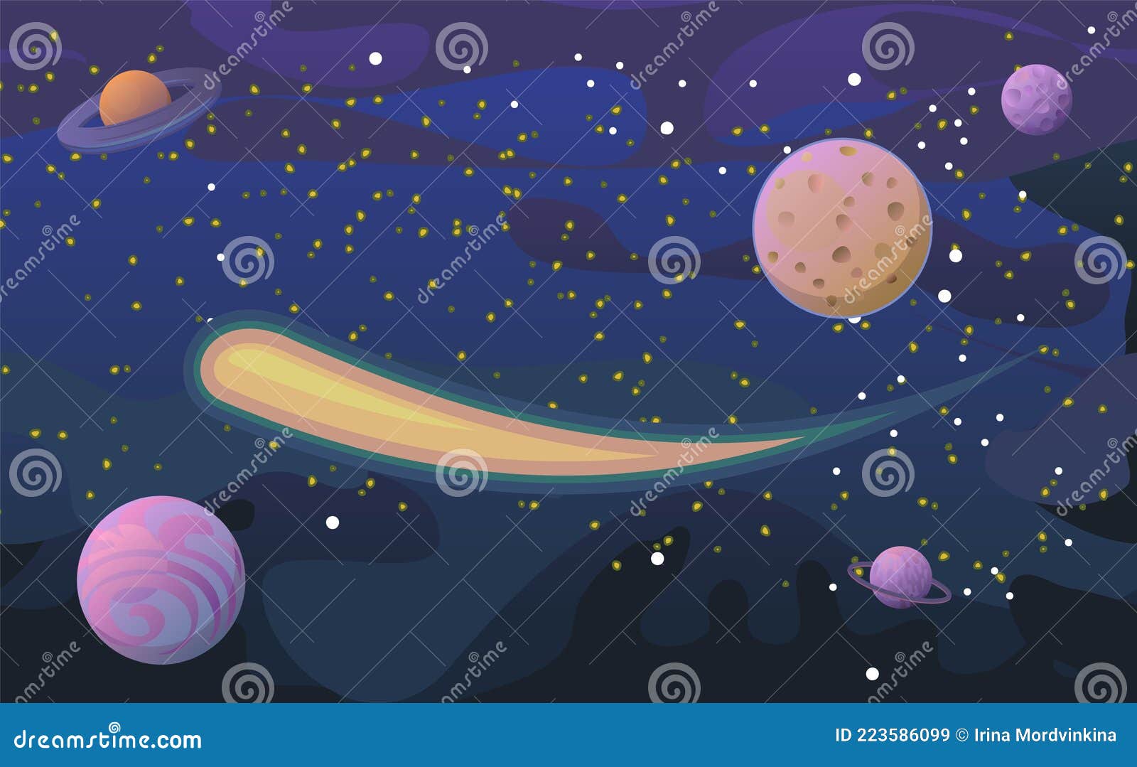 Fundo Do Espaço Dos Desenhos Animados. Céu Estrelado Do Universo