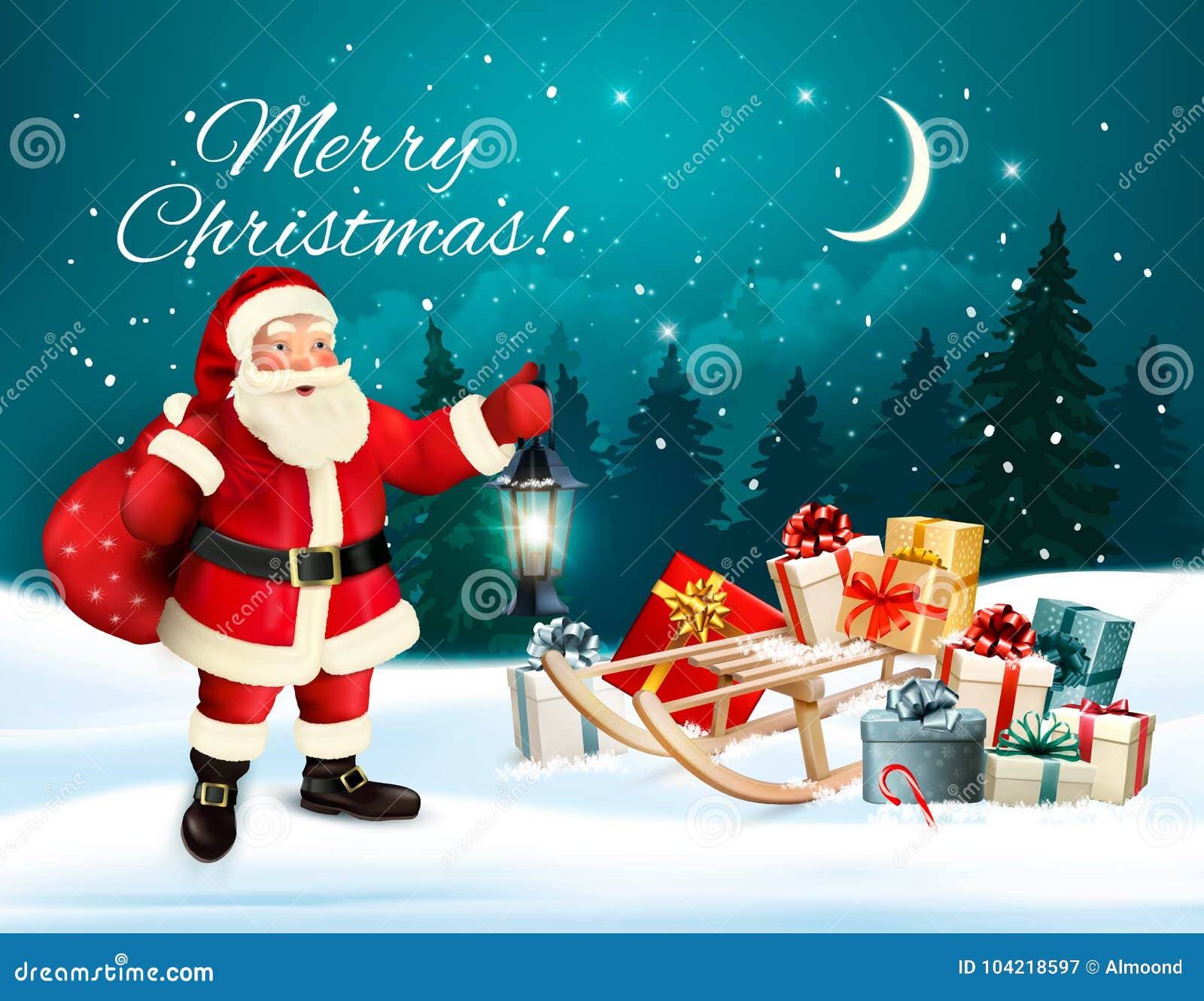 Fundo Do Natal Do Feriado Com Desenho Animado De Papai Noel. Ilustração  Vetorial. Royalty Free SVG, Cliparts, Vetores, e Ilustrações Stock. Image  134865182