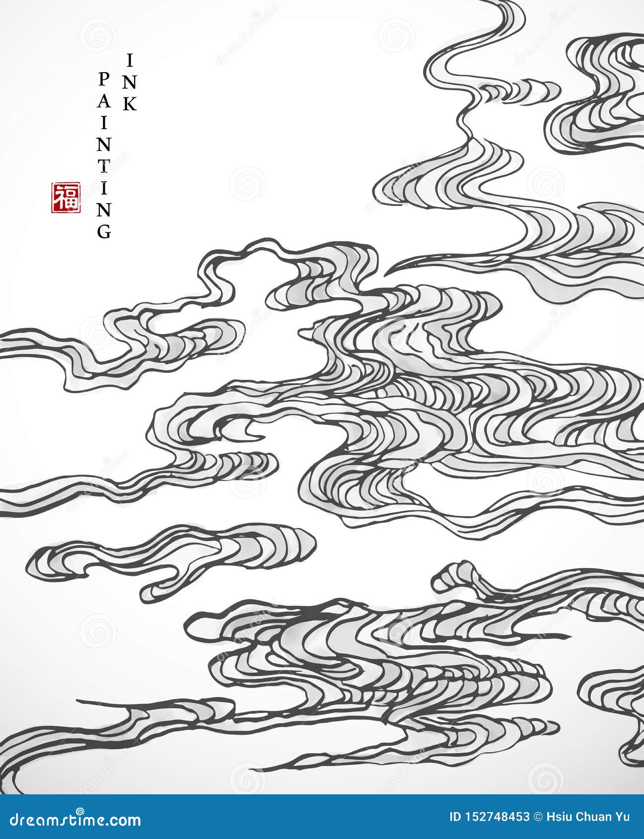 Ilustração Tradicional Da Nuvem De Pintura Chinesa, única E Aguda