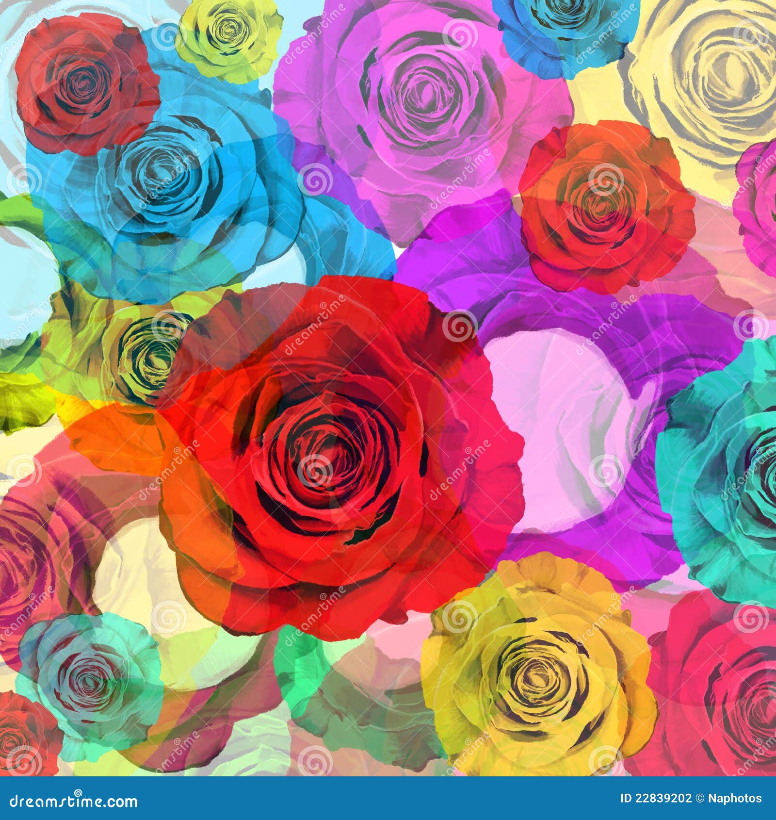 Fundo Floral, Rosas Coloridas Ilustração Stock - Ilustração de quadro,  bonito: 22839202