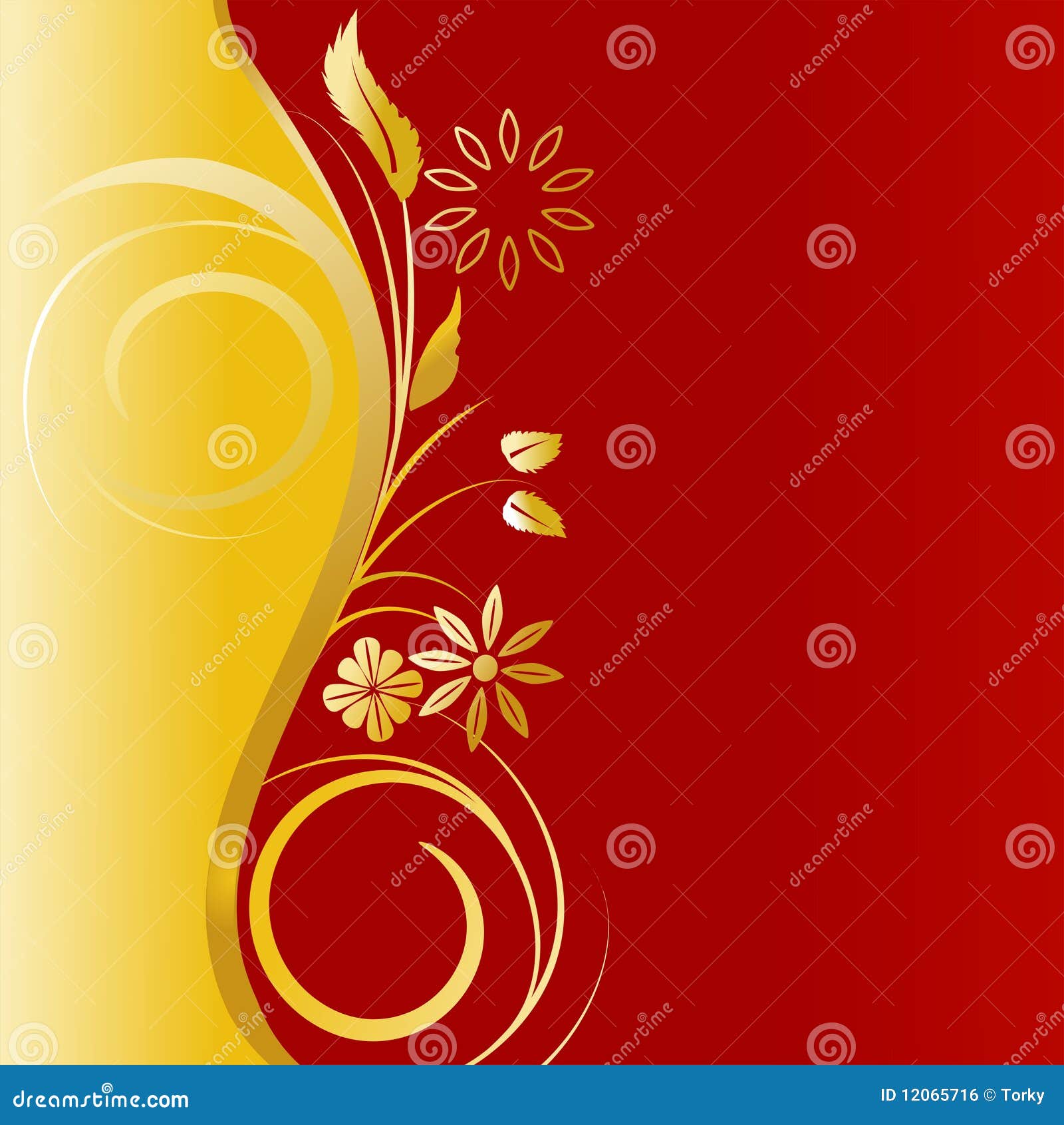 Fundo Floral Vermelho-dourado Ilustração Stock - Ilustração de convite,  decorativo: 12065716, image size:1600x1690