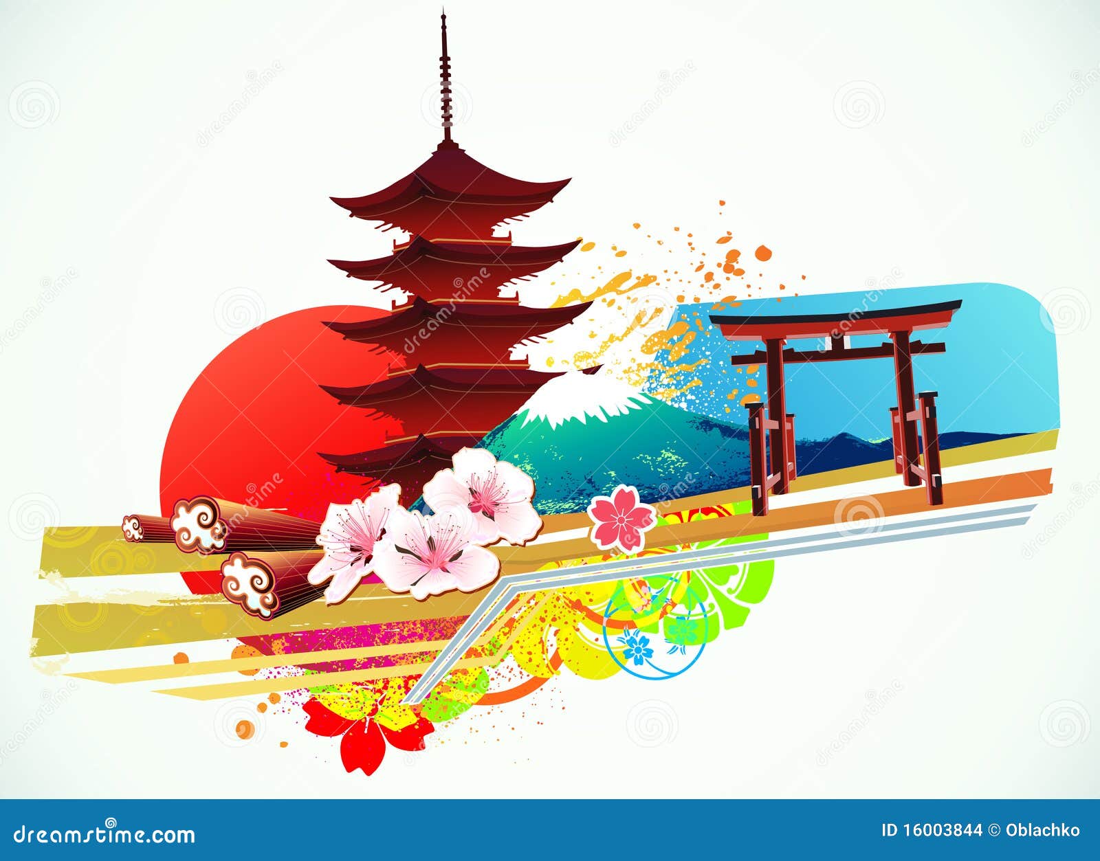 Fundo tradicional japonês ilustração do vetor. Ilustração de montanha -  16003844, image size:1600x1253