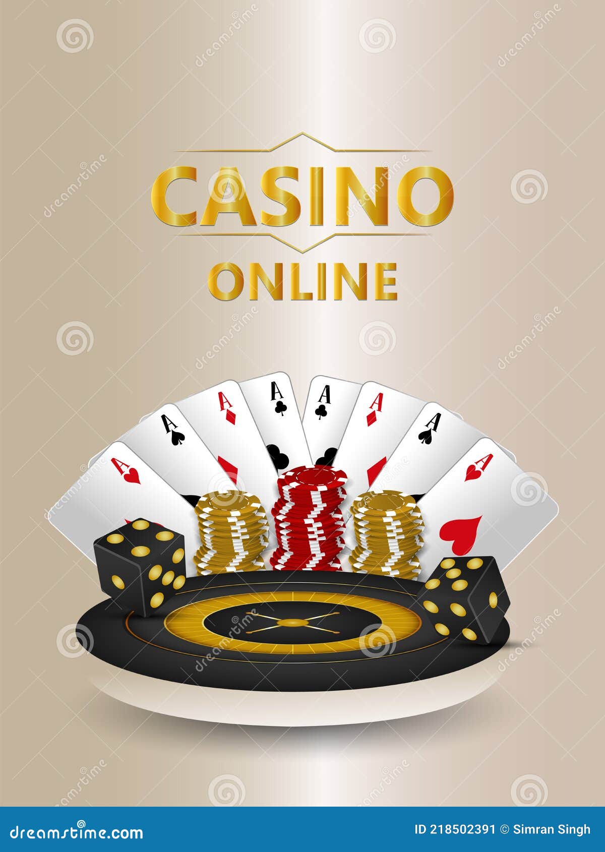 Jogo de casino online com texto dourado e máquina de roleta