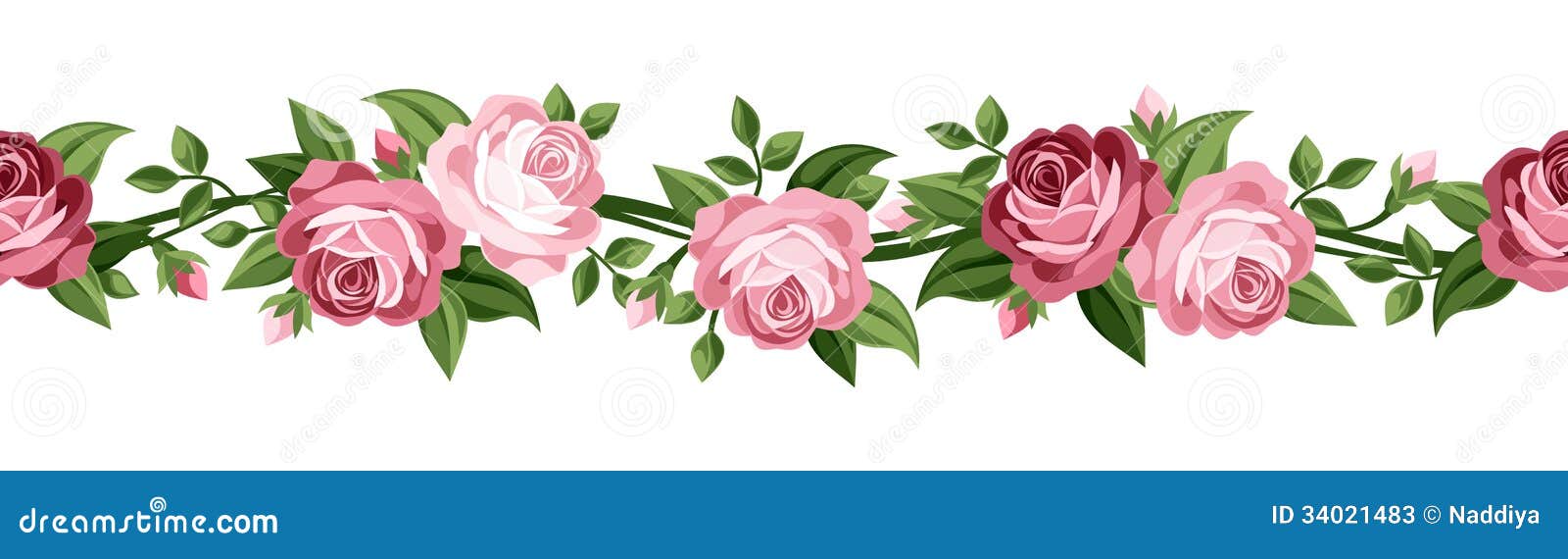 Fundo Sem Emenda Horizontal Com Rosas Ilustracao Do Vetor Ilustracao De Naughty Linha 34021483