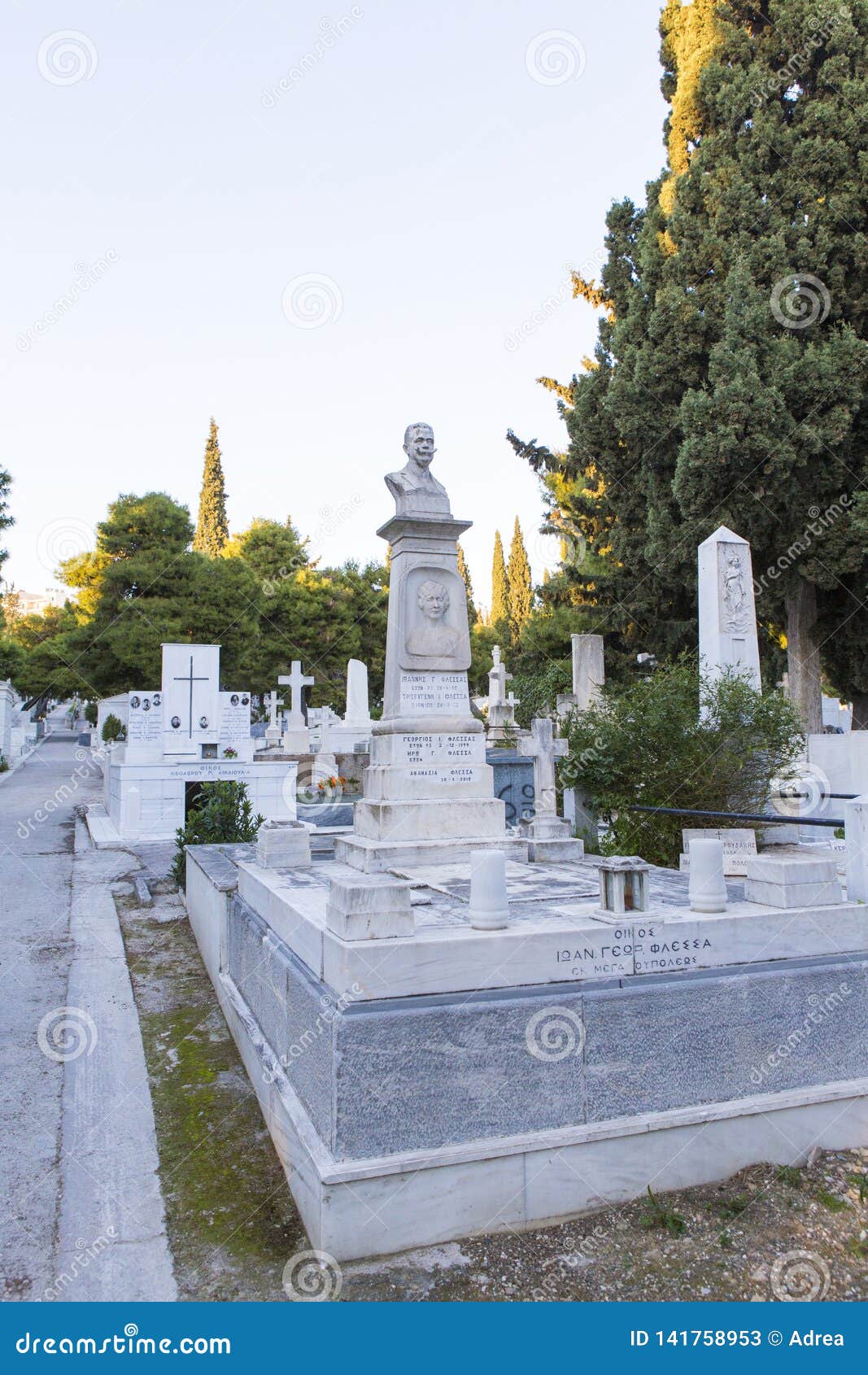 Funeral Architecture in Athens Graveyard Editorial Stock Photo Image