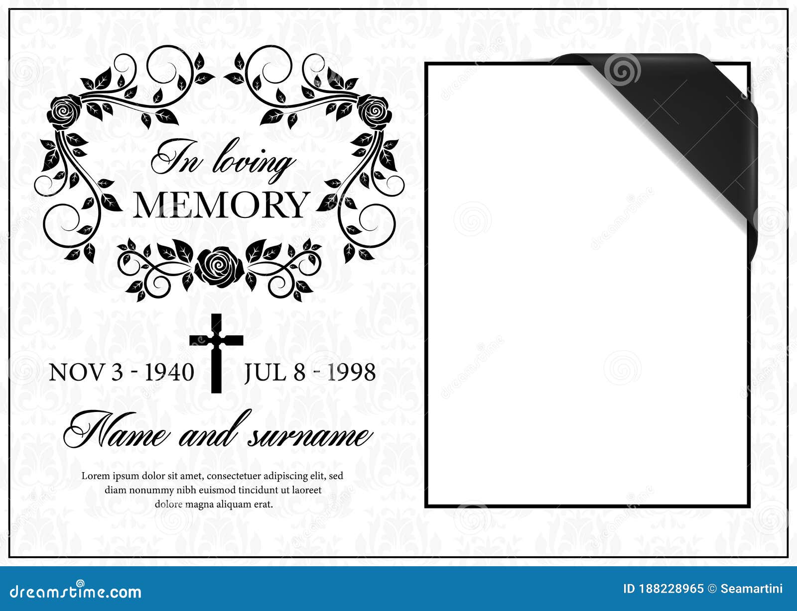 Funeral Card, Vintage Condolence Vector Frame Stock Vector With Regard To Memorial Card Template Word