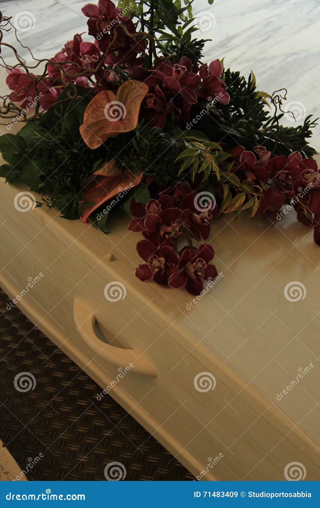 Funeral Flowers on a Casket Stock Image Image of coffin, grief 71483409