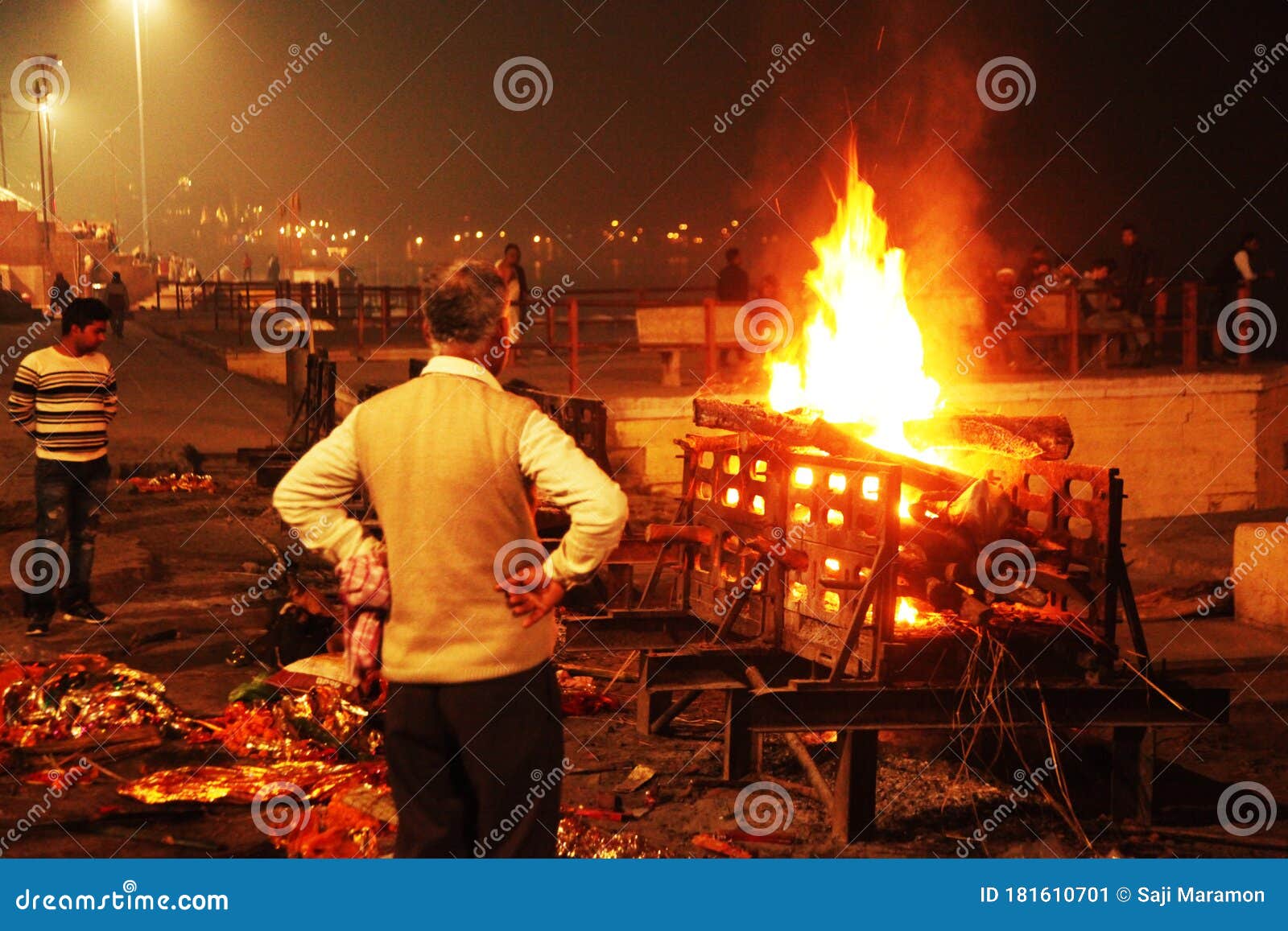 Funeral Pyre That Night Manikarnika Ghat Ganges River In Editorial funeral-pyre-that-night-manikarnika-ghat-ganges-river-in-editorial