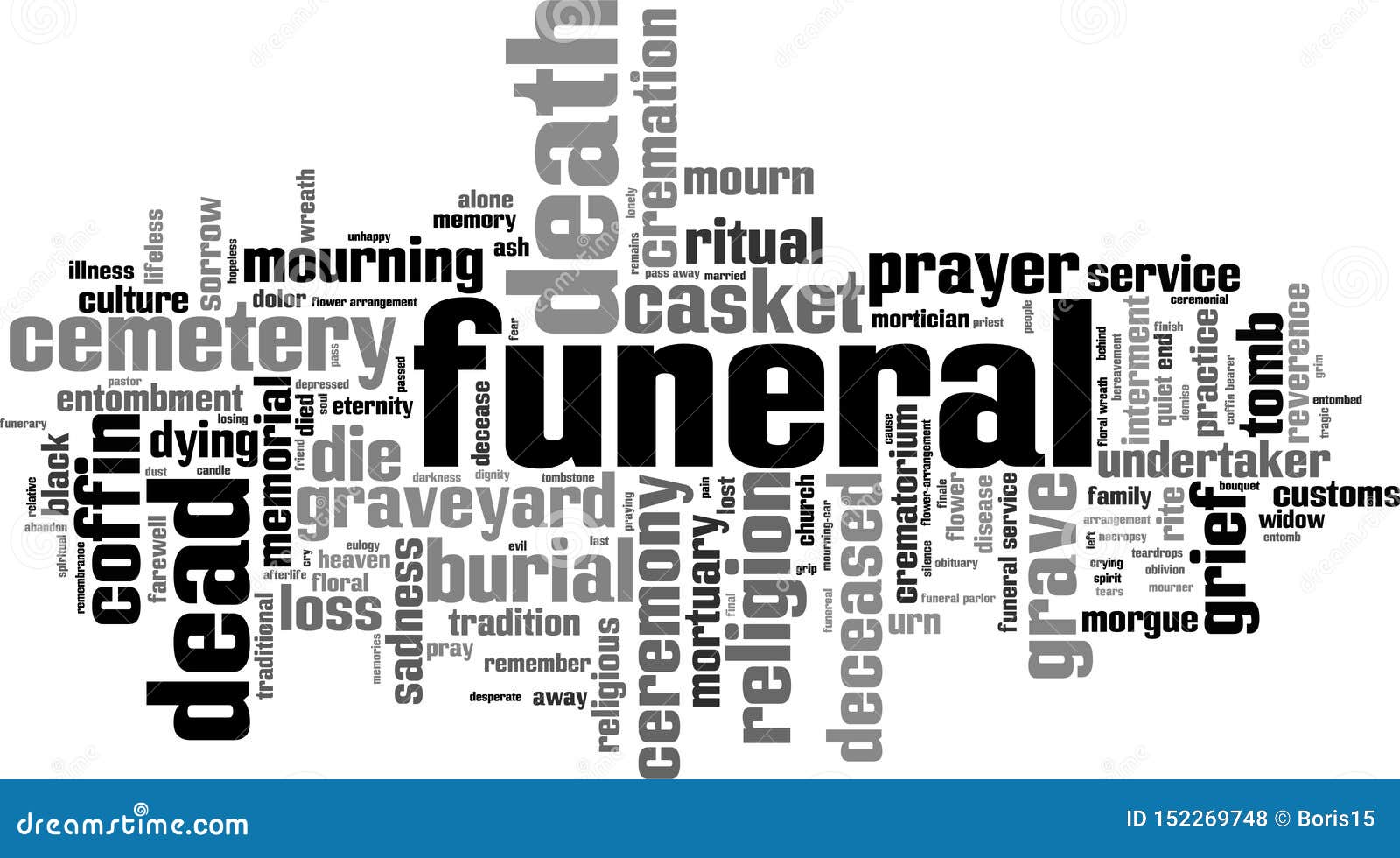 Funeral word cloud stock vector. Illustration of interment 152269748