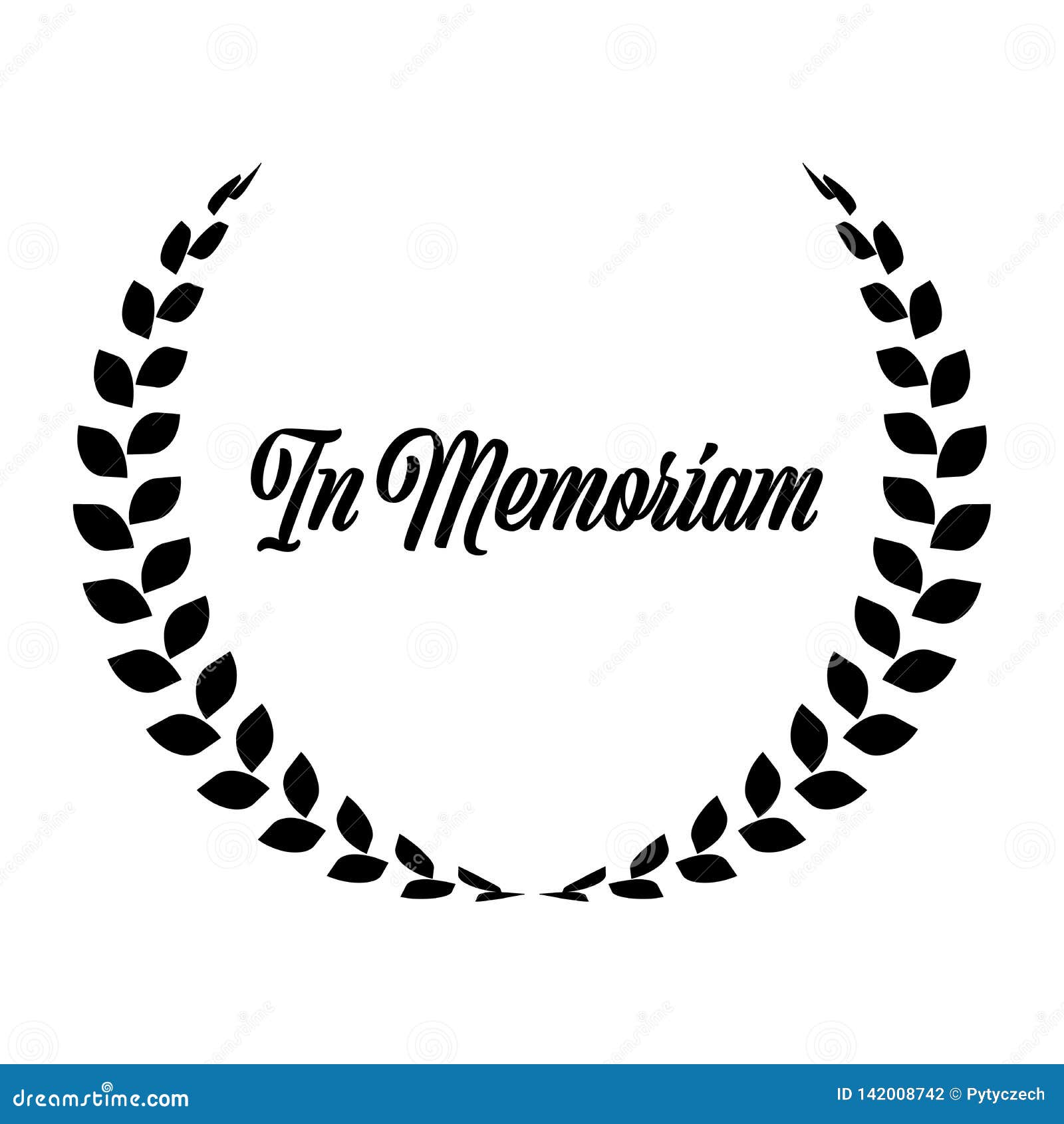 funeral wreath with in memoriam label. rest in peace. simple flat black 
