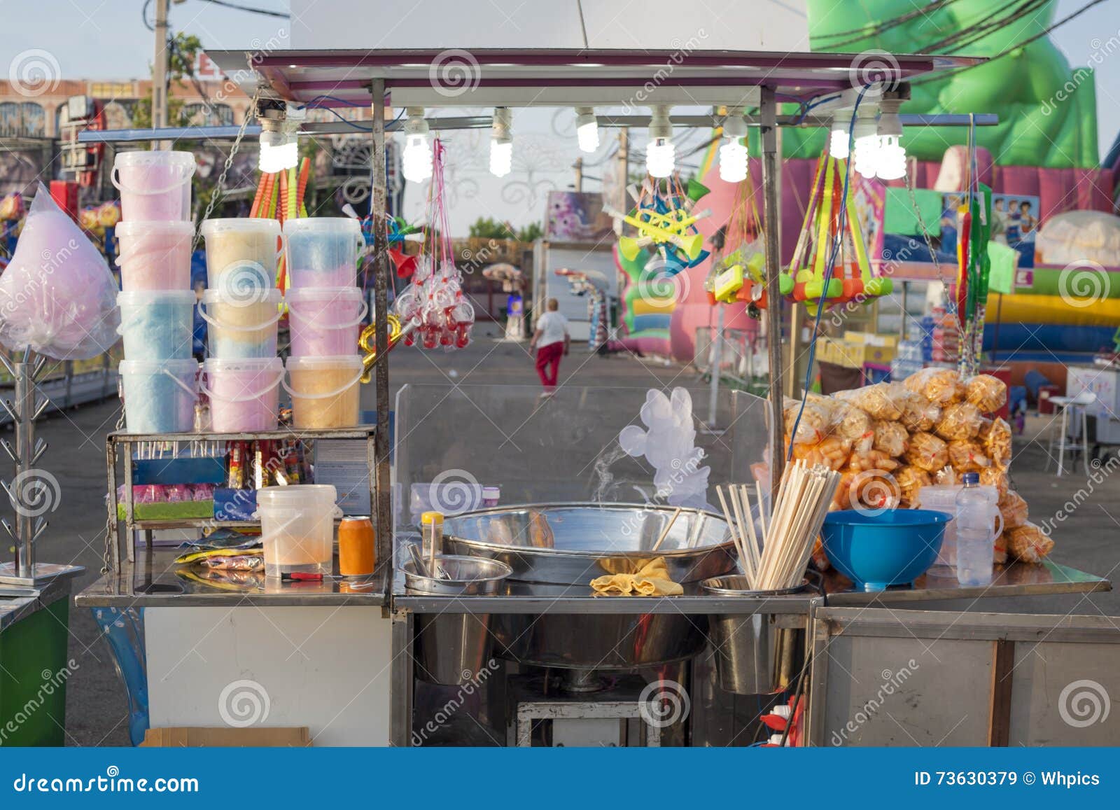 Funfair cotton candy stall stock image. Image of fairground 73630379