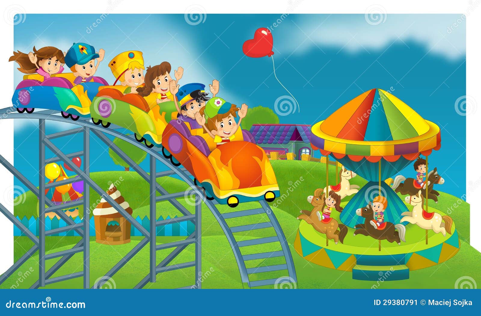 The Funfair Playground For Kids Stock Illustration Illustration Of the-funfair-playground-for-kids-stock-illustration-illustration-of