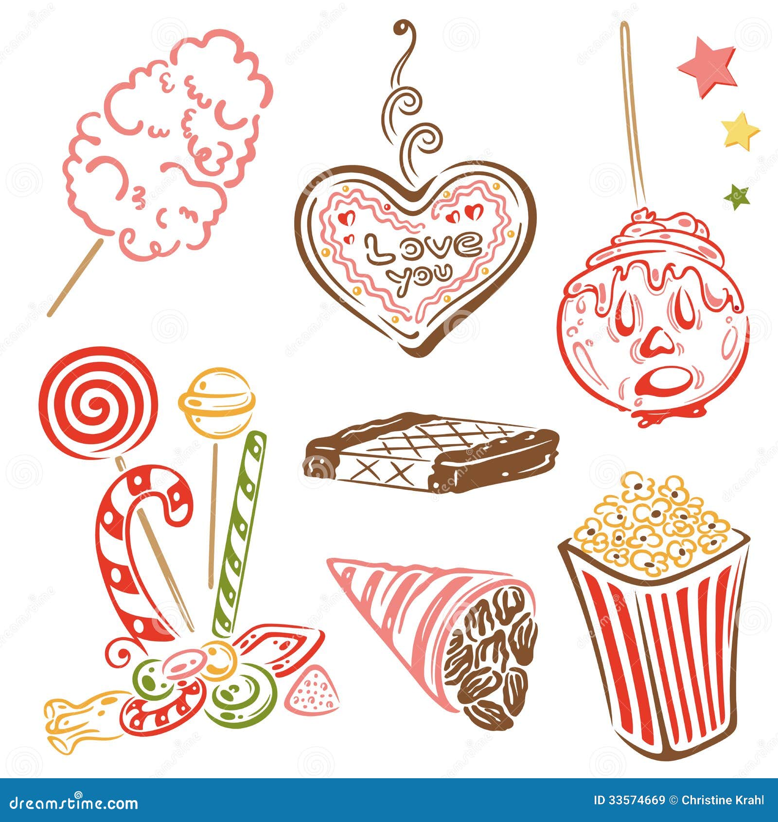 Clipart Fete Foraine – Nancy 28 funfair sweets candy colorful set vector design elements