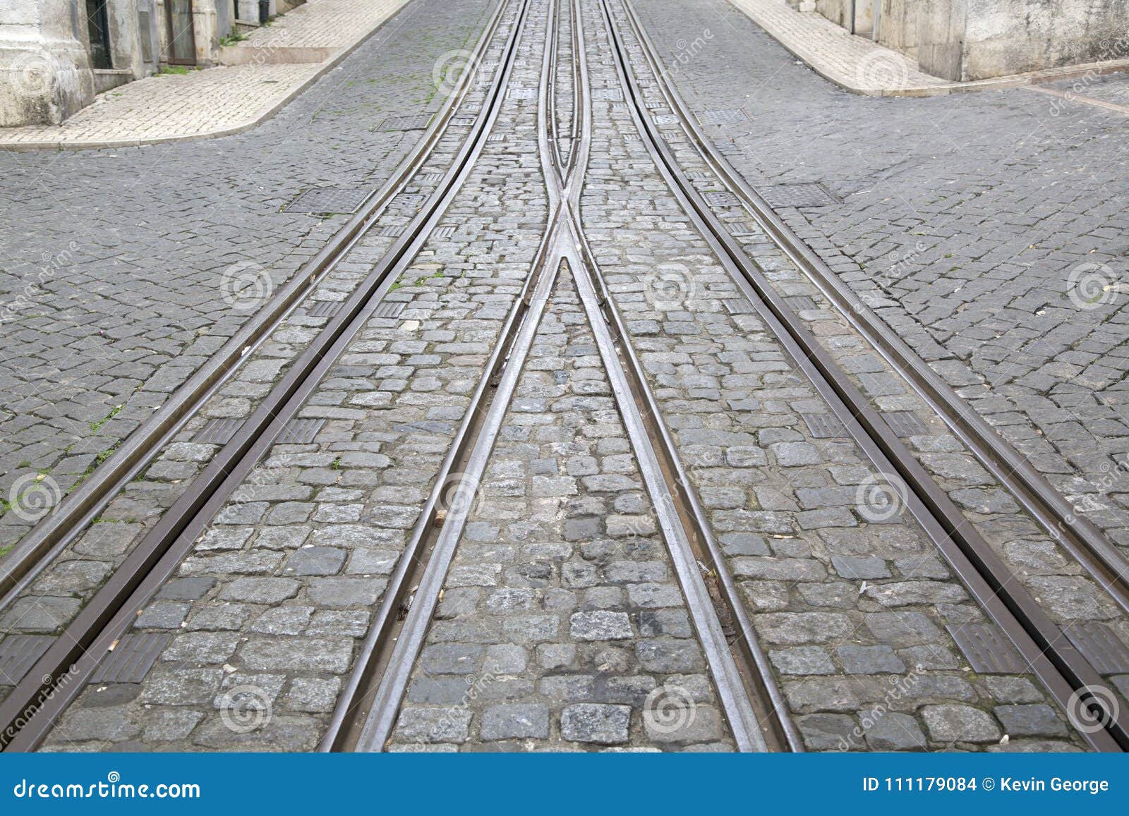 funicular tram tracks, rua da bica de duarte belo street; lisbon