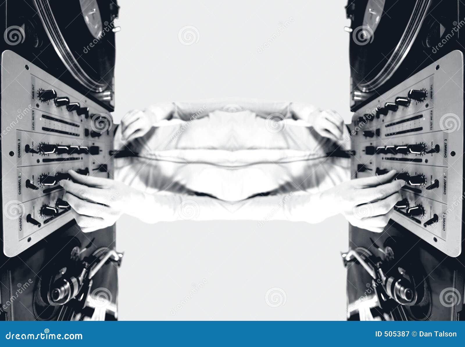 a funky female dj, mixing on turntables pattern
