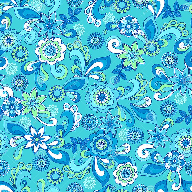 Funky Floral Seamless Repeat Pattern Stock Vector - Illustration of ...