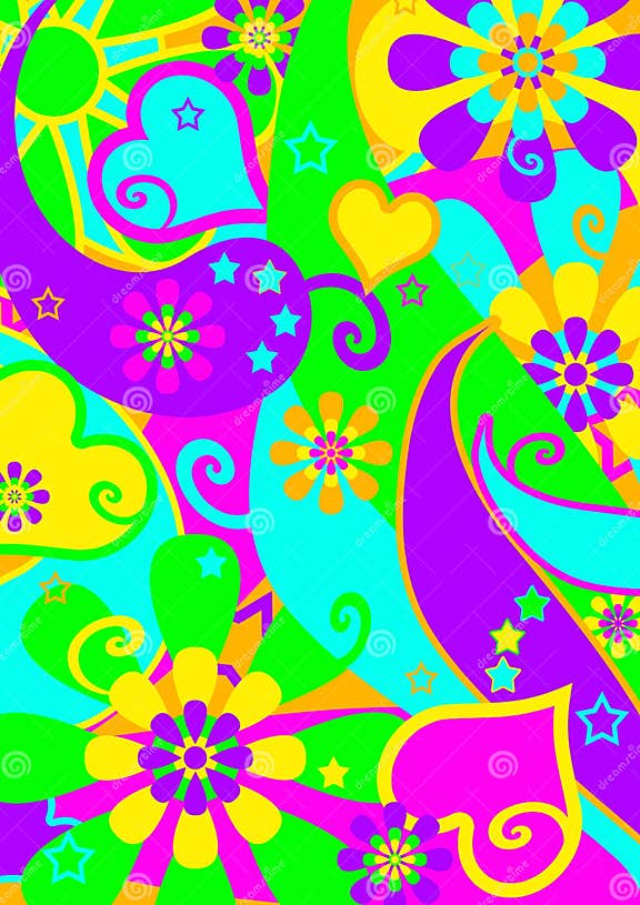 Funky Psychedelic Flower Power Pattern Stock Vector - Illustration of ...