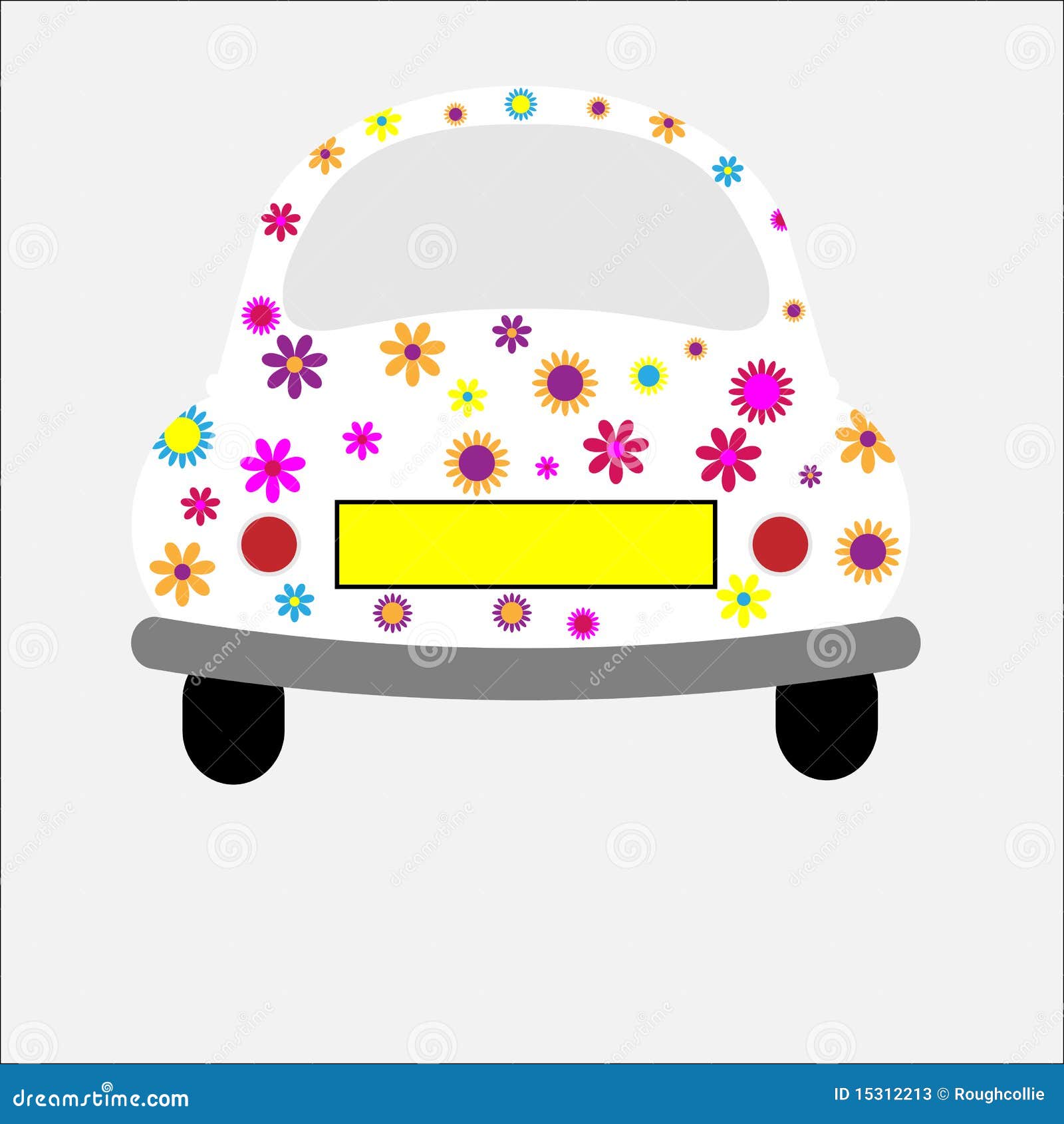 Funky Retro Car Flowers stock illustration. Illustration of floral