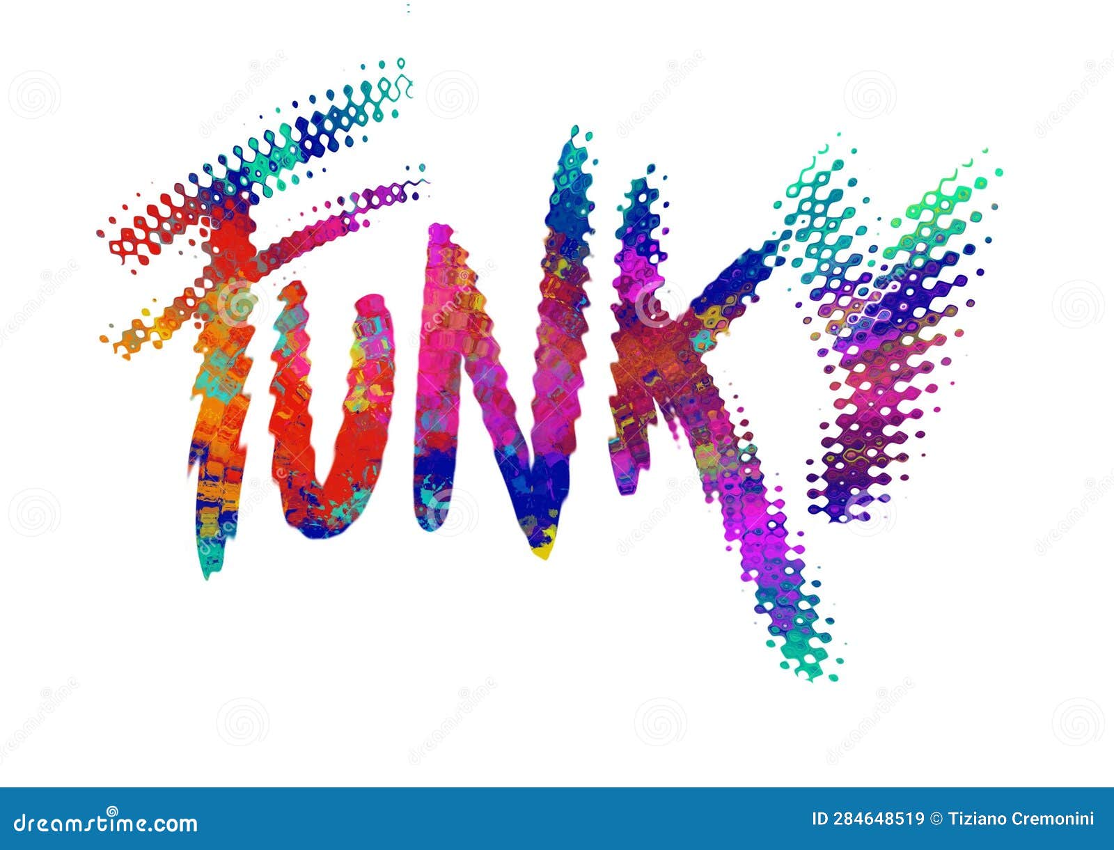 Funky, Word Made in Digital Painting, Illustration, Texture and Pattern