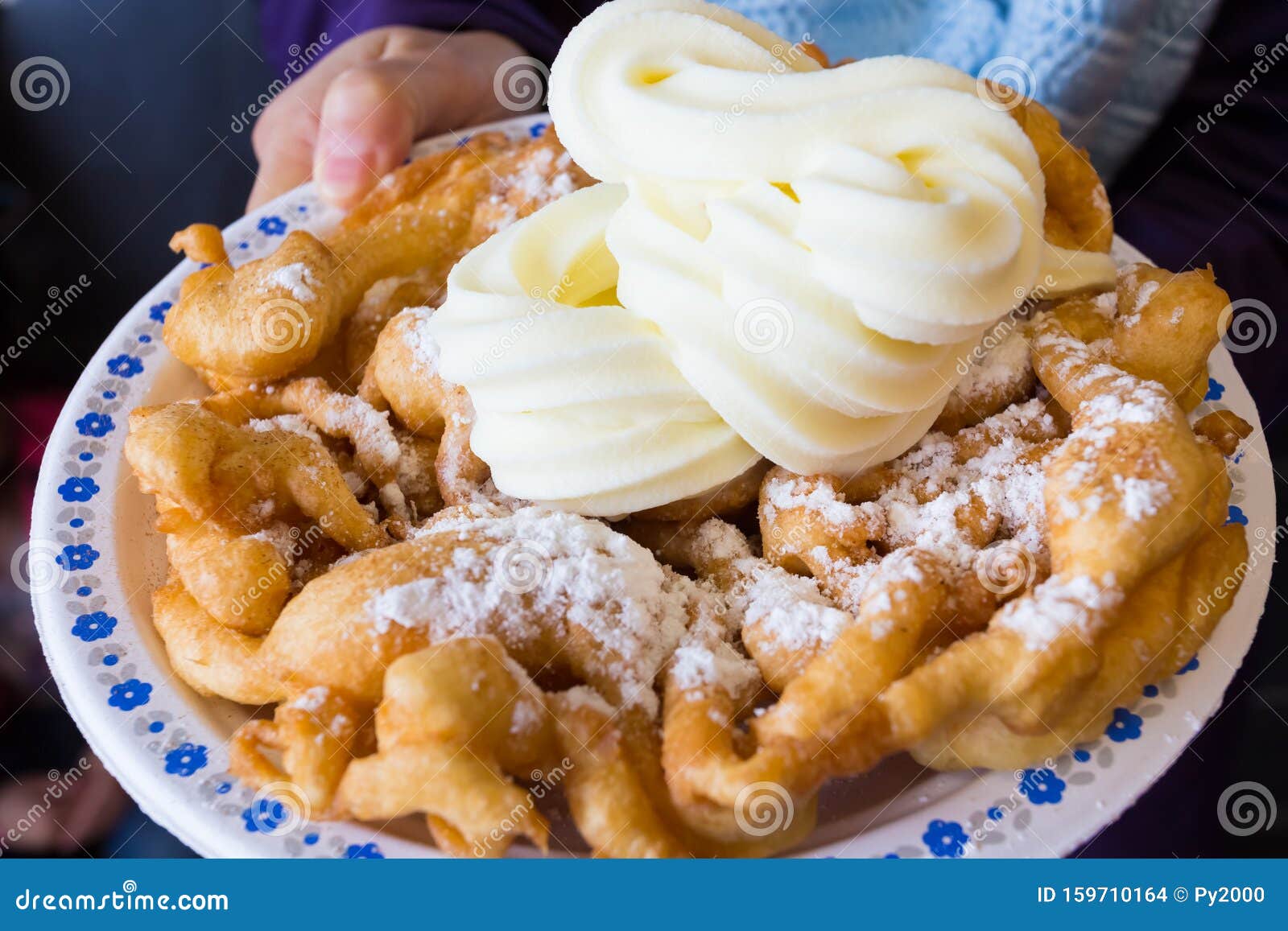 funnel cake with soft ice cream