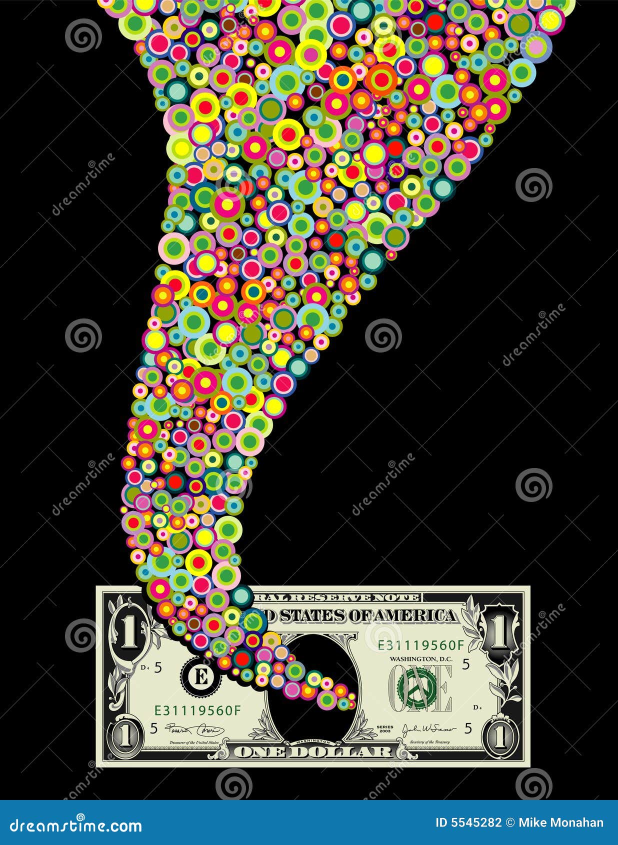 Funnel of Color and Dollar Bill Stock Vector Illustration of black