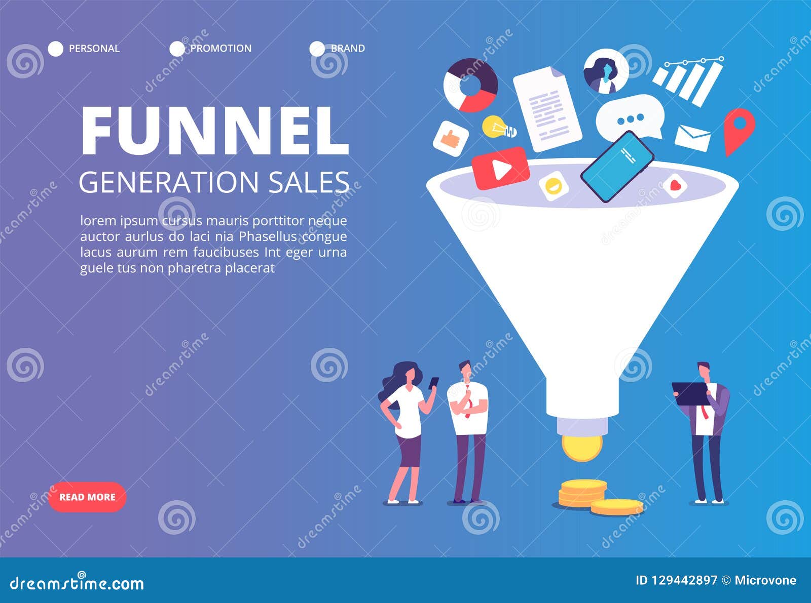 funnel sale generation. digital marketing funnel lead generations with buyers. strategy, conversion rate optimization