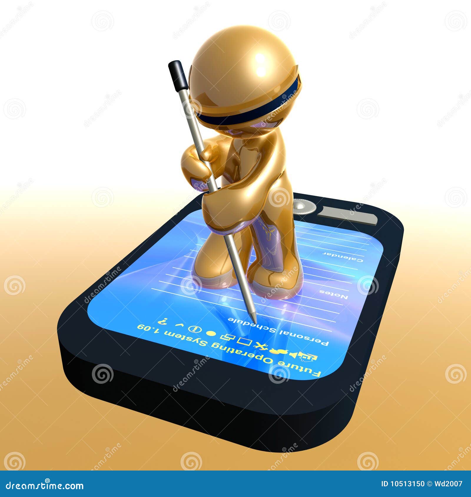 funny 3d icon with pda gadget