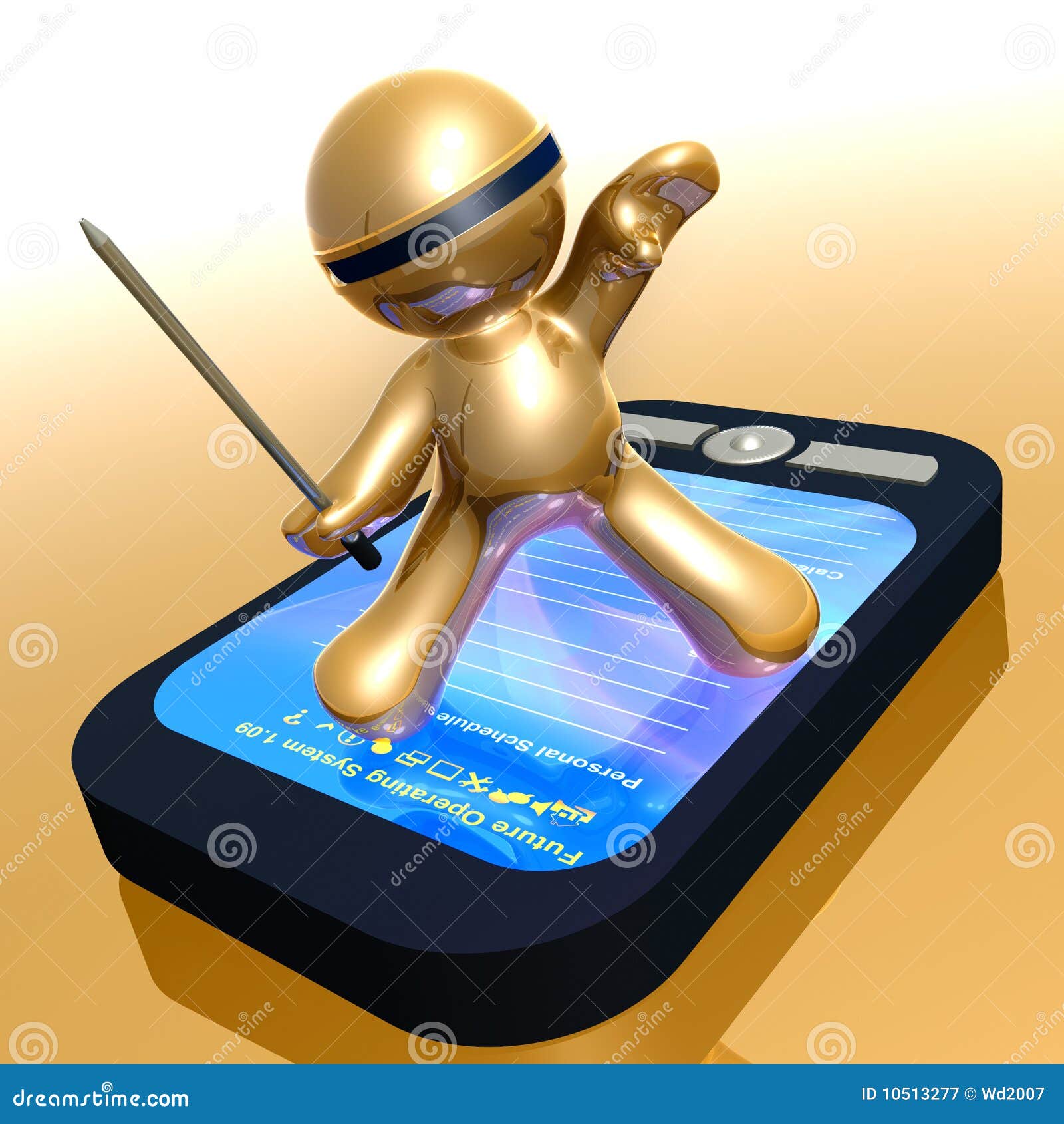 funny 3d icon with pda gadget