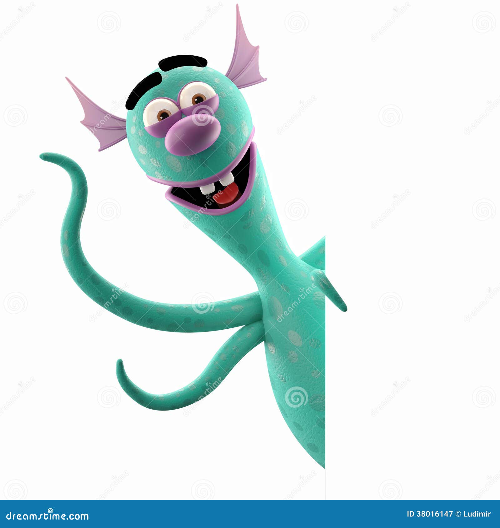 Funny 3D Monster, Peeping 3D Cartoon Stock Illustration - Illustration of  childlike, germ: 38016147