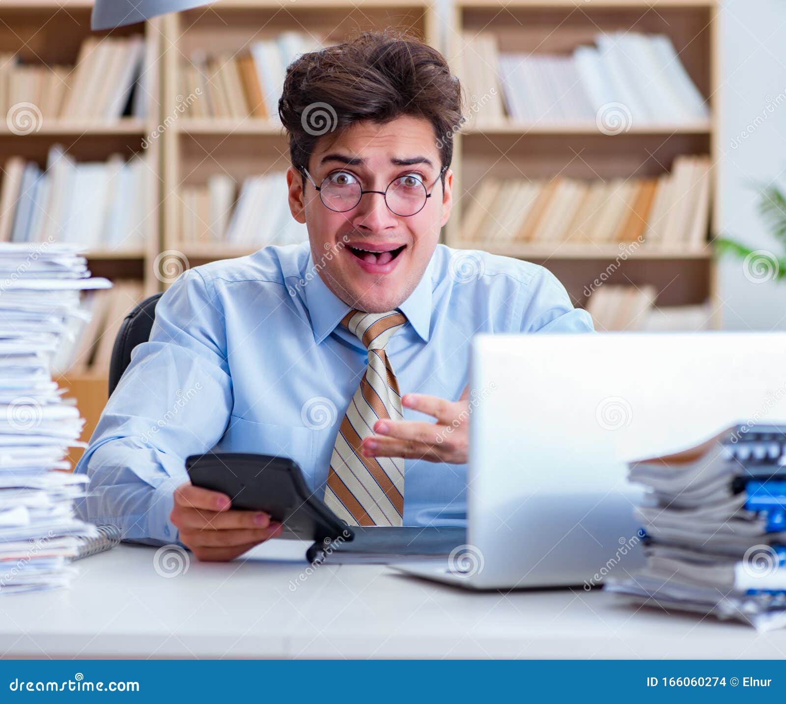 Funny Accountant Bookkeeper Working in the Office Stock Photo - Image of  overdue, funny: 166060274