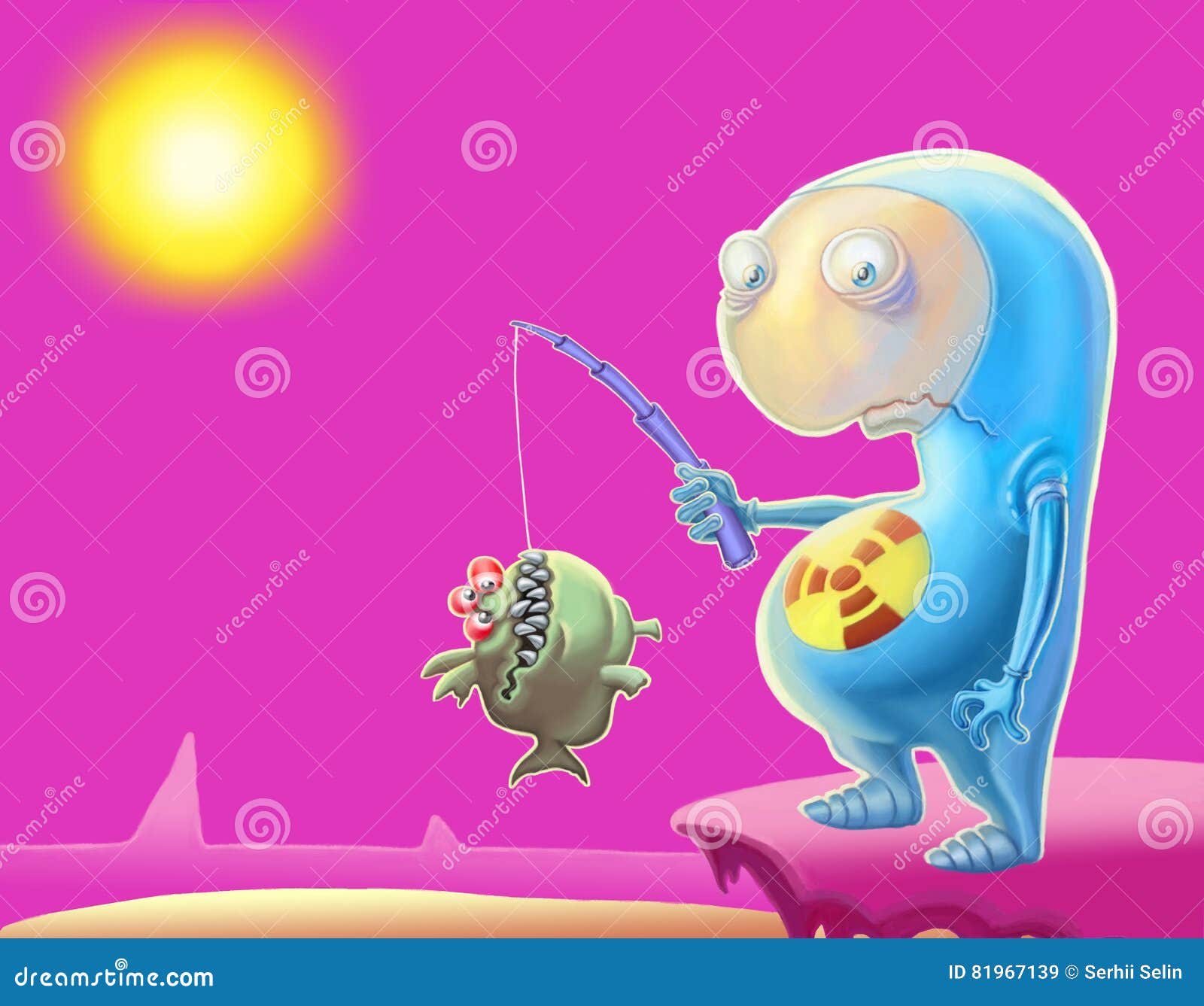 Funny alien fishing stock illustration. Illustration of mars - 81967139 Funny alien fishing stock illustration. Illustration of mars - 81967139