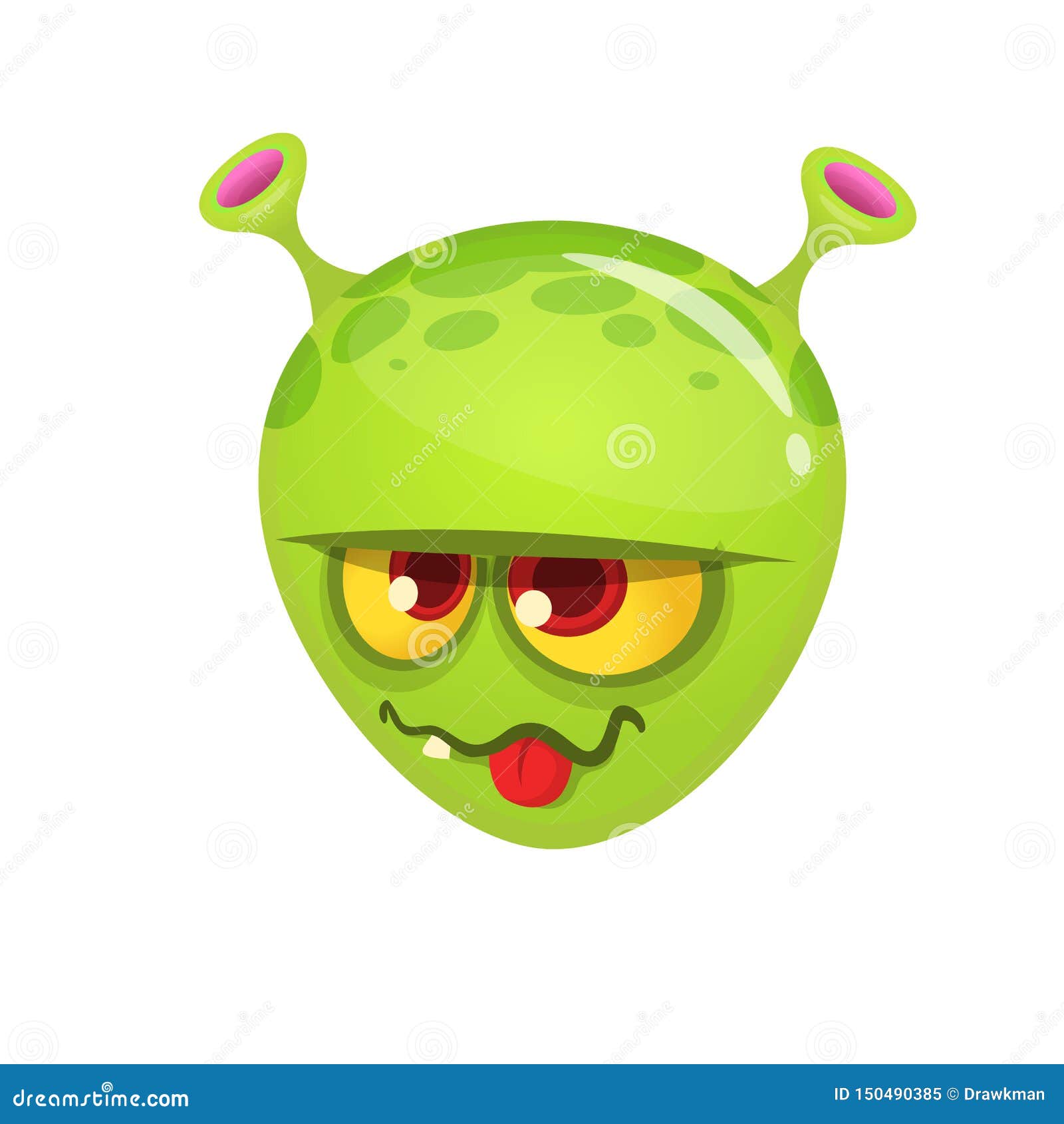 Funny Alien Head with Two Antennas. Vector Clipart Stock Vector -  Illustration of baby, humanid: 150490385