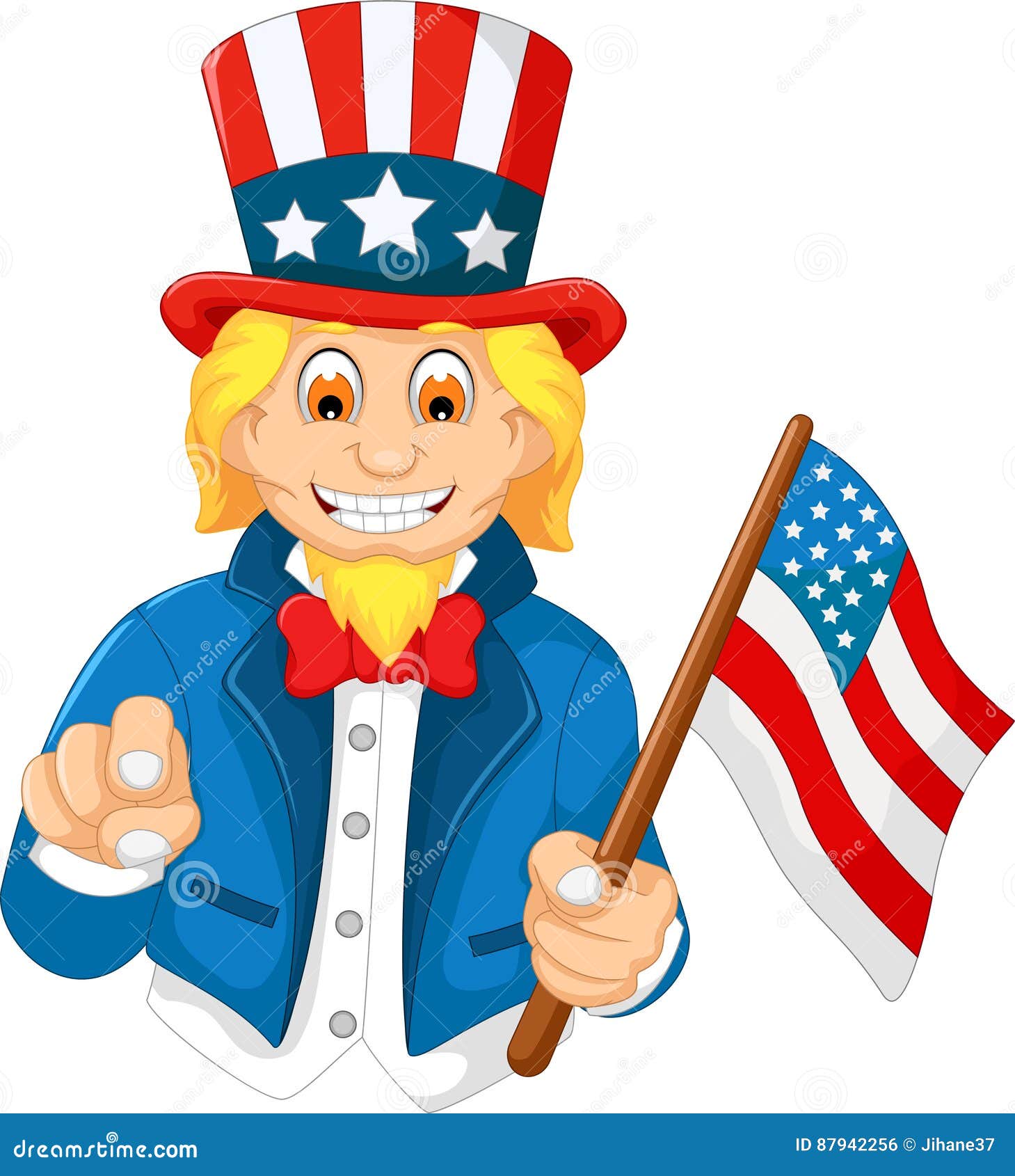 Funny American Cartoon Holding American Flag Stock Illustration -  Illustration of republican, silk: 87942256