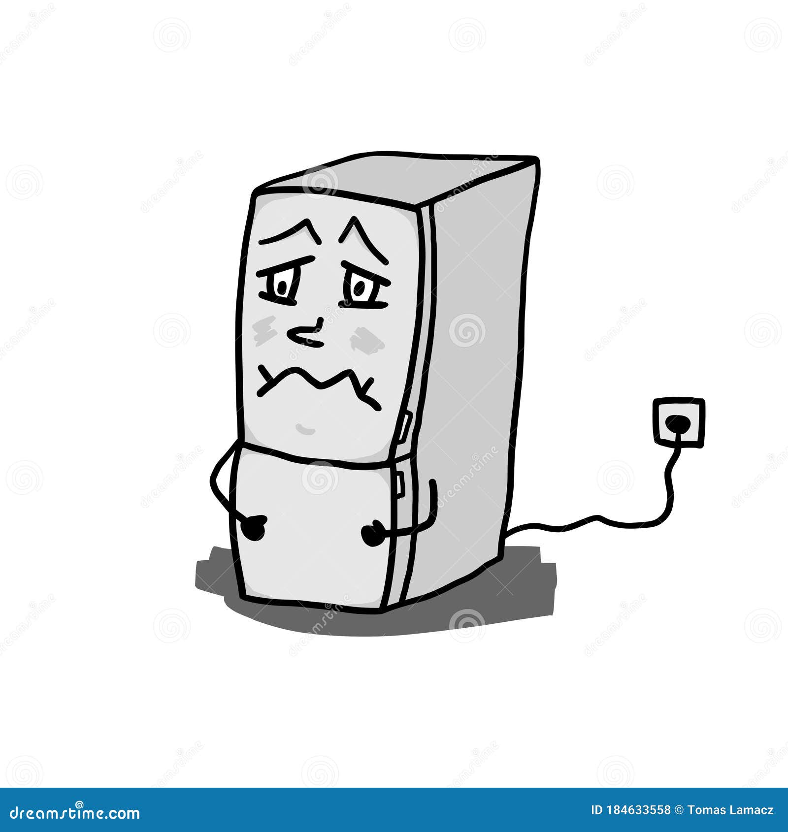 Funny Angry Fridge Mascot. Cartoon Design of an Icebox Character with Sad  Face. Isolated Vector Drawing Stock Vector - Illustration of beverage,  background: 184633558