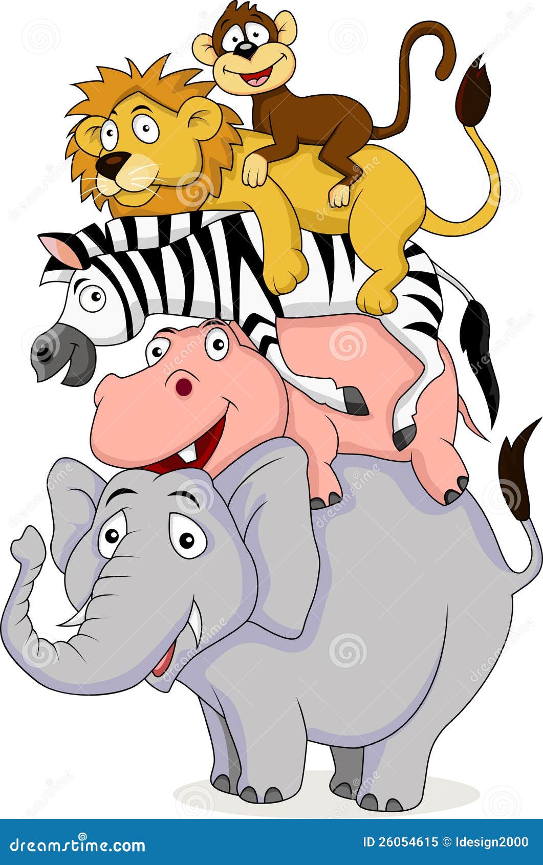 Funny animal cartoon stock illustration. Illustration of jungle - 26054615