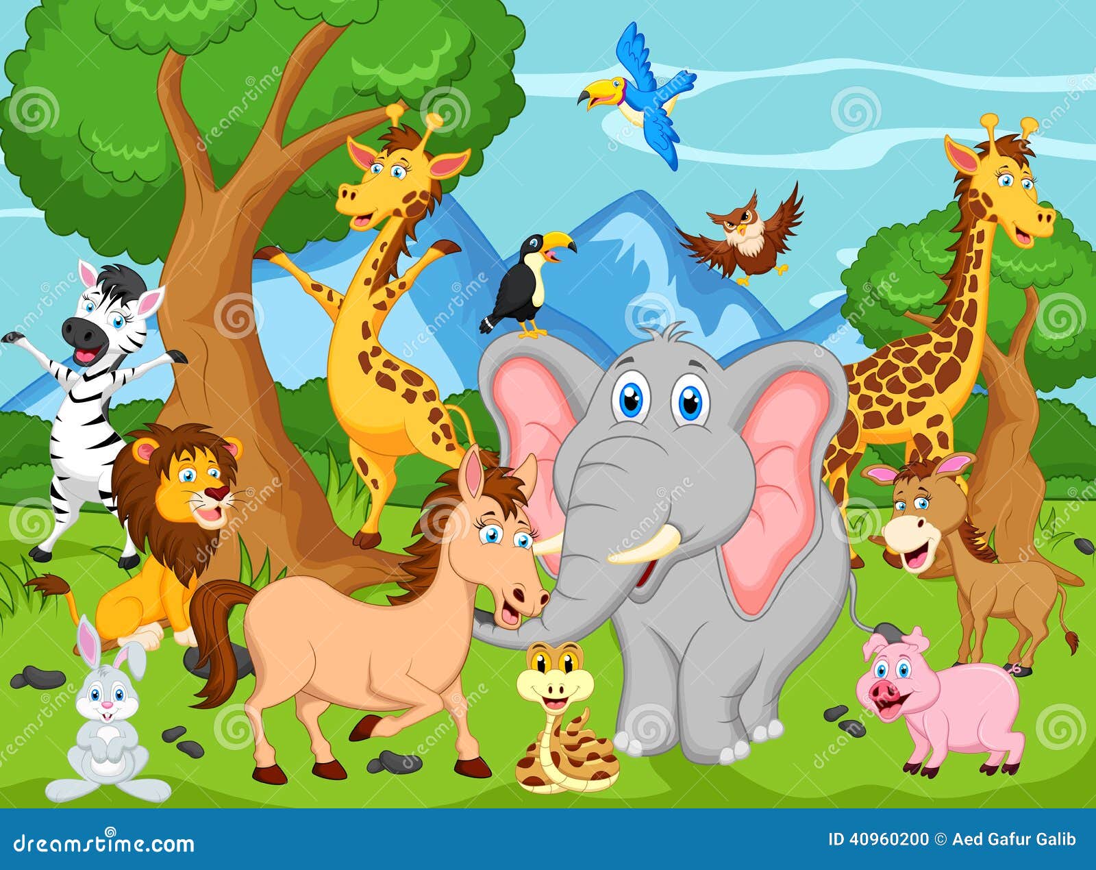 Funny animal cartoon stock vector. Illustration of funny 40960200