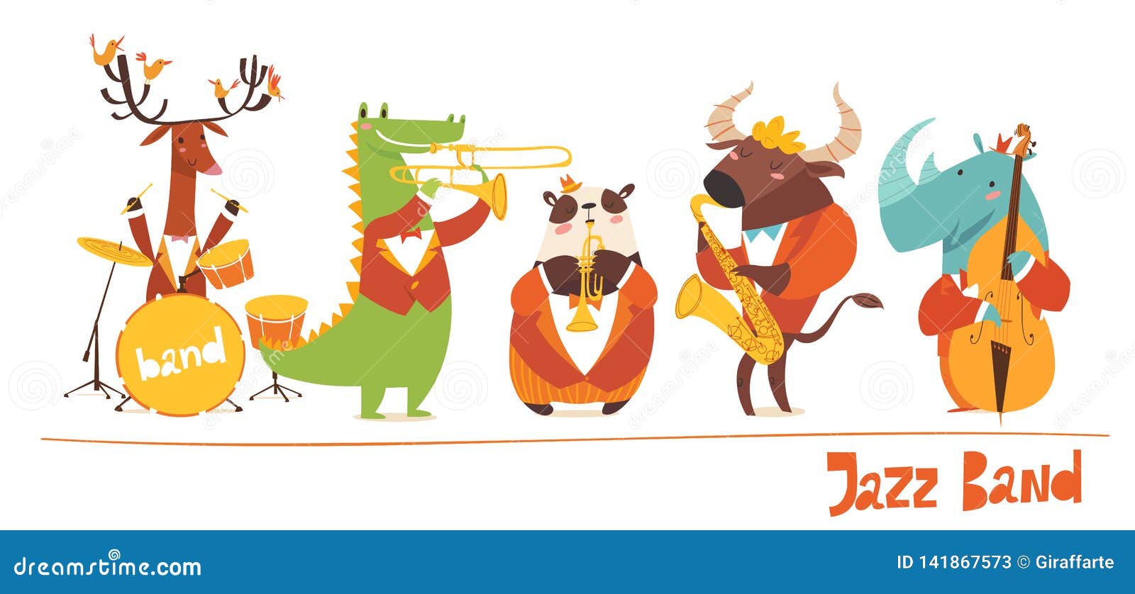 Funny Animals Musicians Vector Characters Jazz Music Stock Vector Illustration Of Band Instruments 141867573
